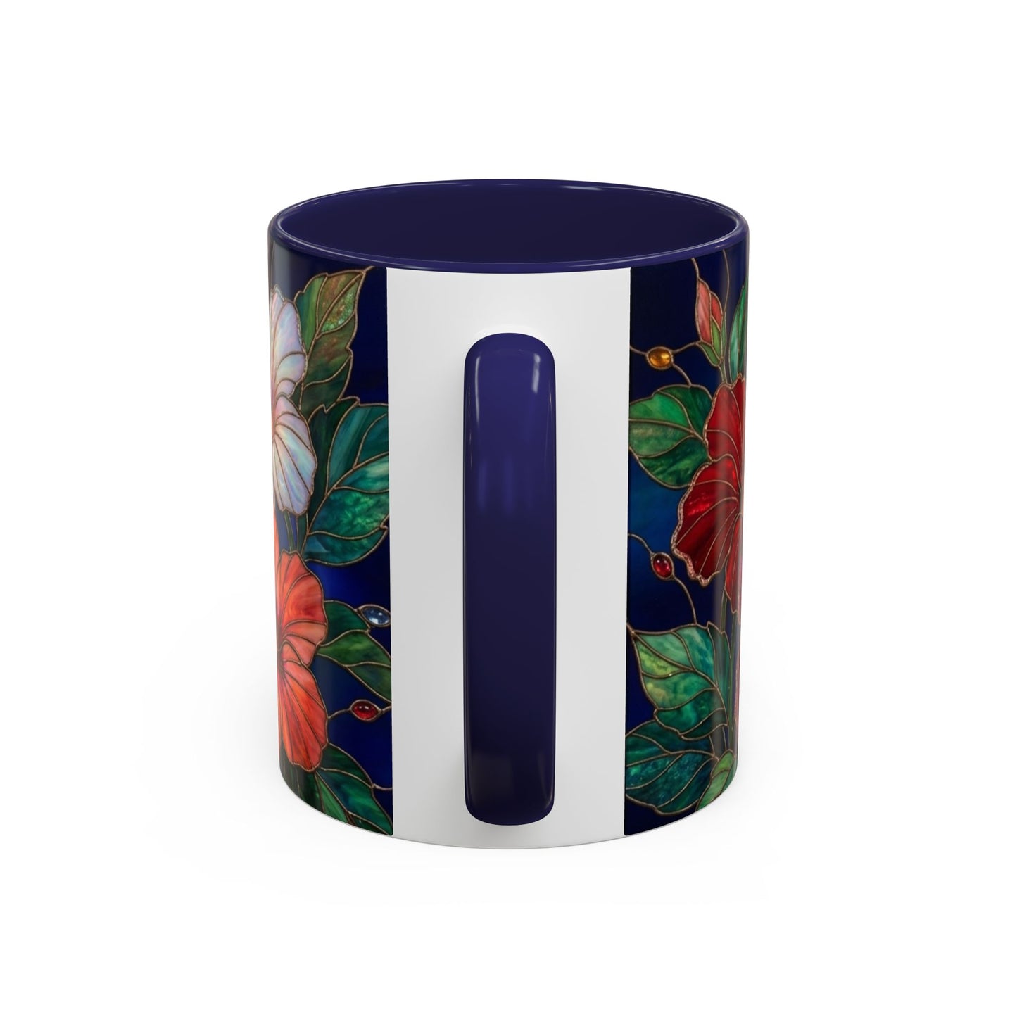 Hibiscus Bloom Accent Coffee Mug — Stained Glass Design  11/15oz - 14569