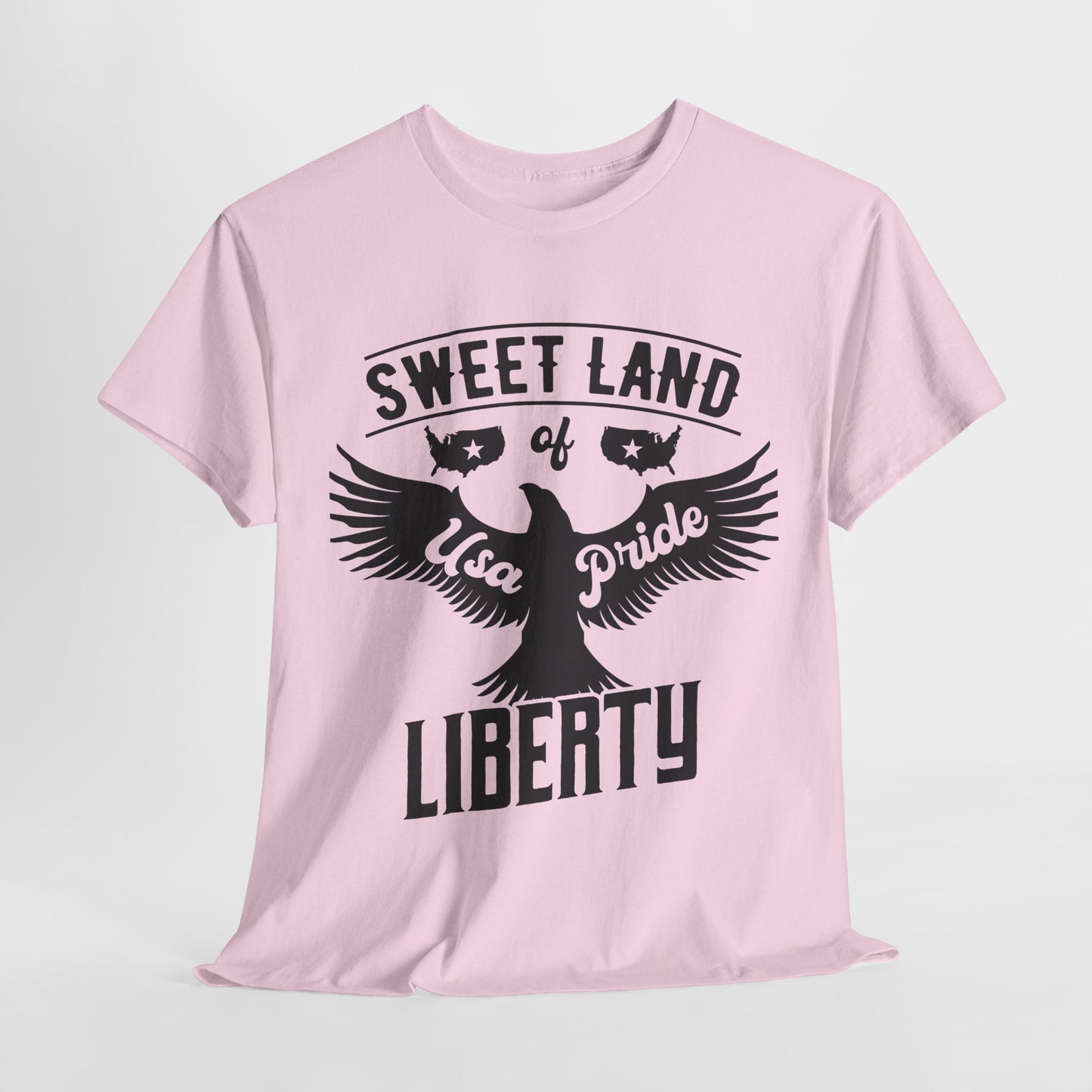 Sweet Land of Liberty Design, Unisex Heavy Cotton Tee: Patriotic T-shirt, Gift for Freedom Lovers, Casual Wear, Independence Day Shirt - 13492