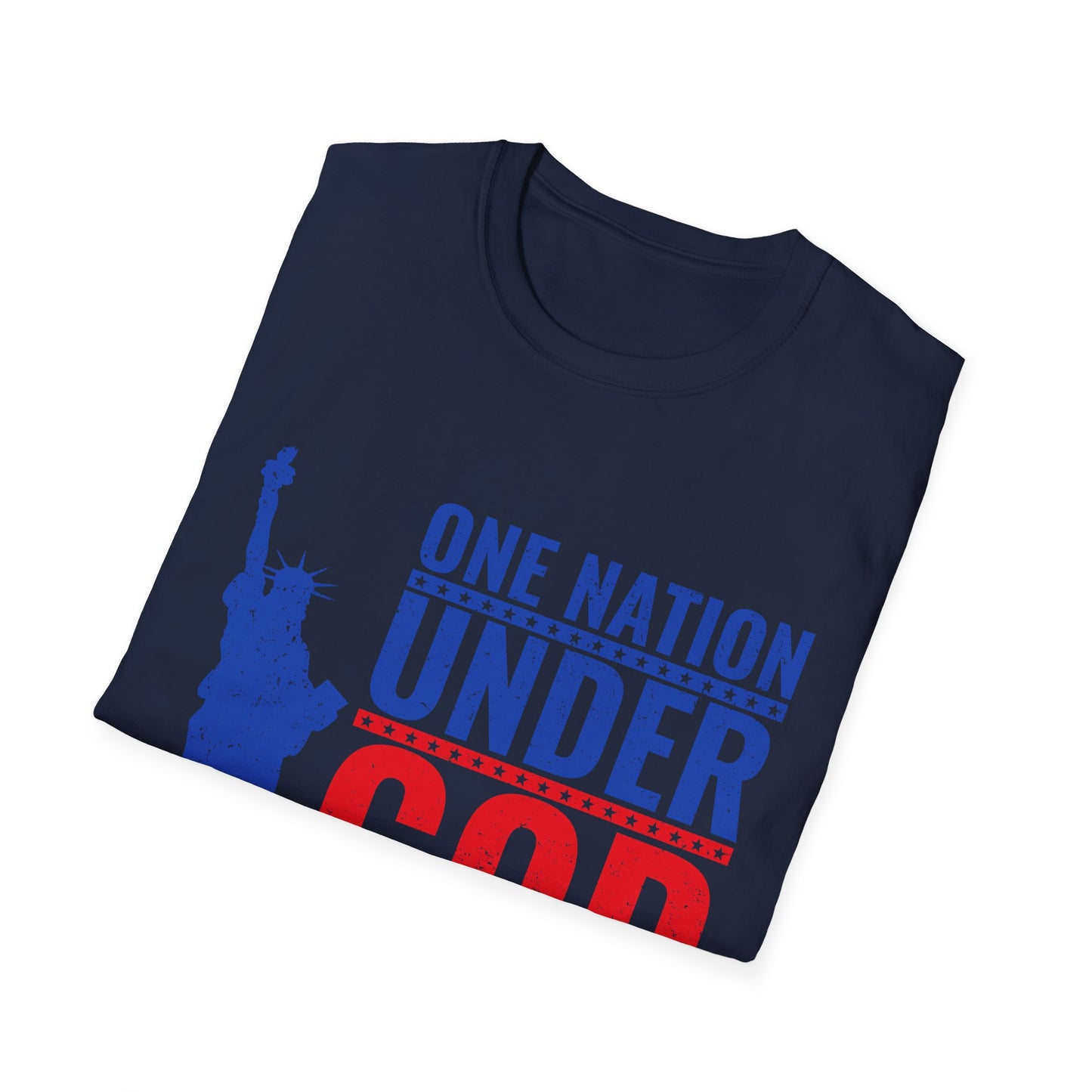 One Nation Under God, Patriotic Softstyle T-Shirt - Independence Day Tee, Fourth of July Shirt, Unisex Comfort Wear, Gift for Veterans - 13494