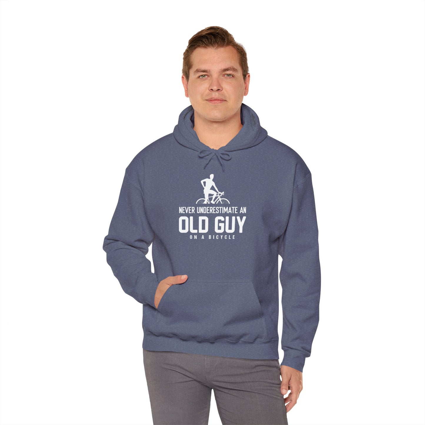 Never Underestimate An Old Guy On A Bicycle - Unisex Heavy Blend™ Hooded Sweatshirt