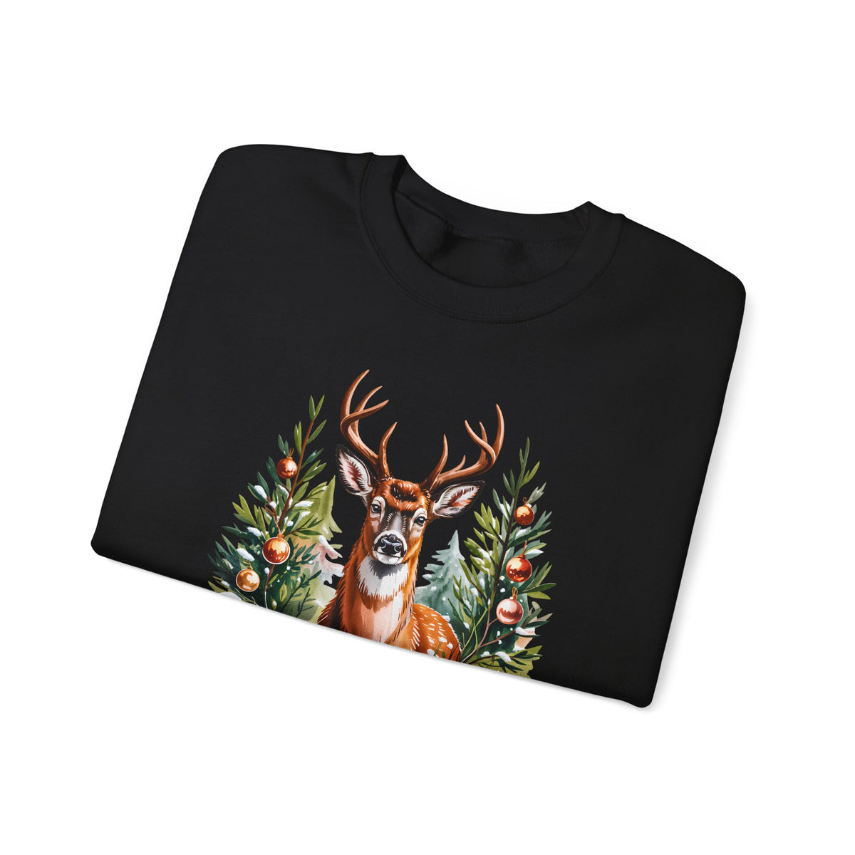 Christmas Deer Sweatshirt, Vintage Woodland Holiday Crewneck - 14562