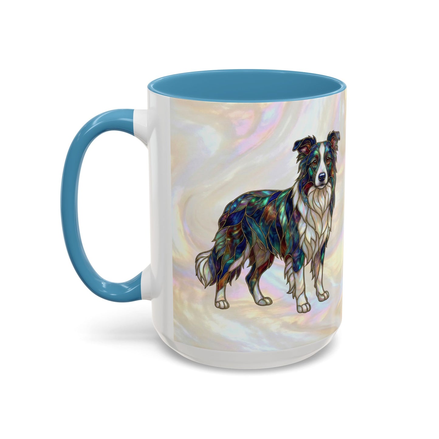 Border Collie Accent Coffee Mug — Stained Glass Design (11/15 oz) - 14619