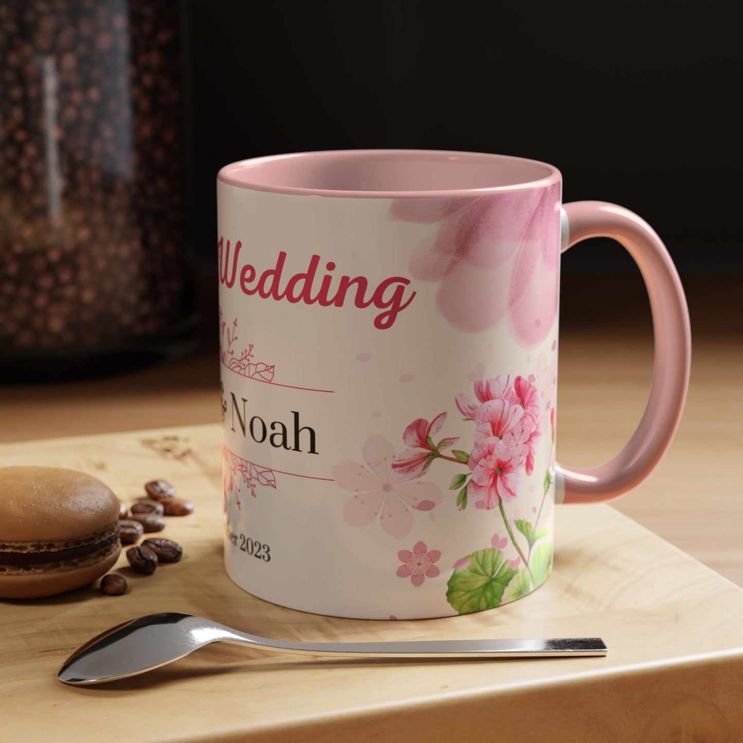 Happy Wedding, Names, Cutomizable - Accent Coffee Mug (11, 15oz) - 10921