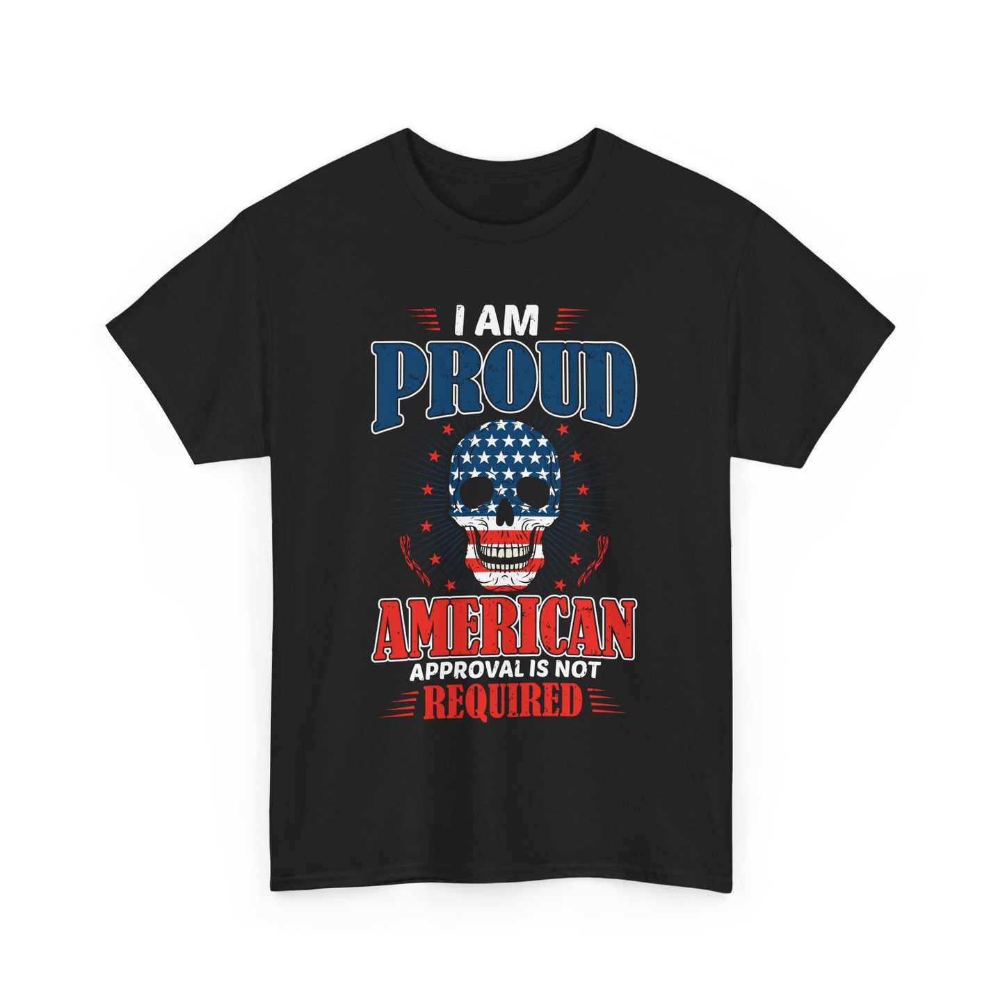 "I'm a Proud American" Unisex Heavy Cotton Tee, Patriotic Shirt, Independence Day Apparel, Casual Wear, Gift for Veterans - 13637
