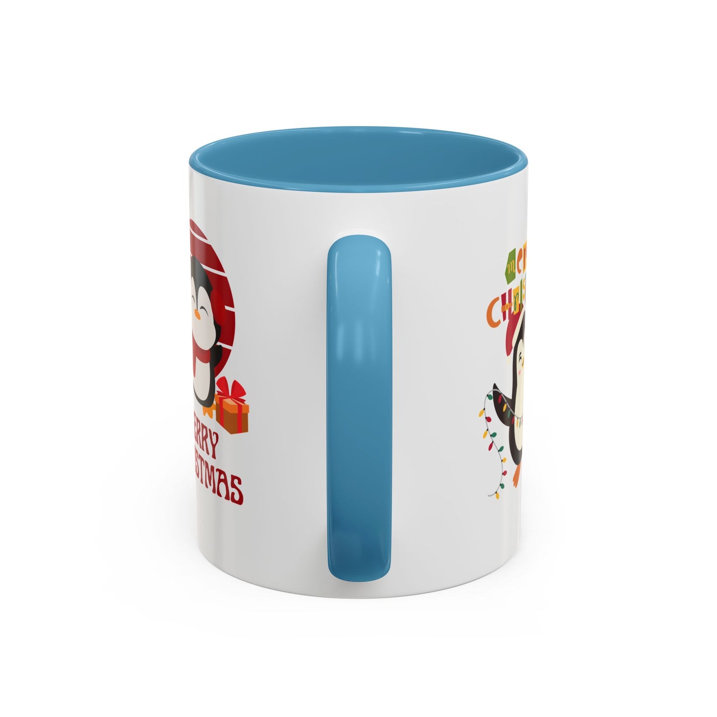 Penguins, Merry Christmas - Accent Coffee Mug (11, 15oz)