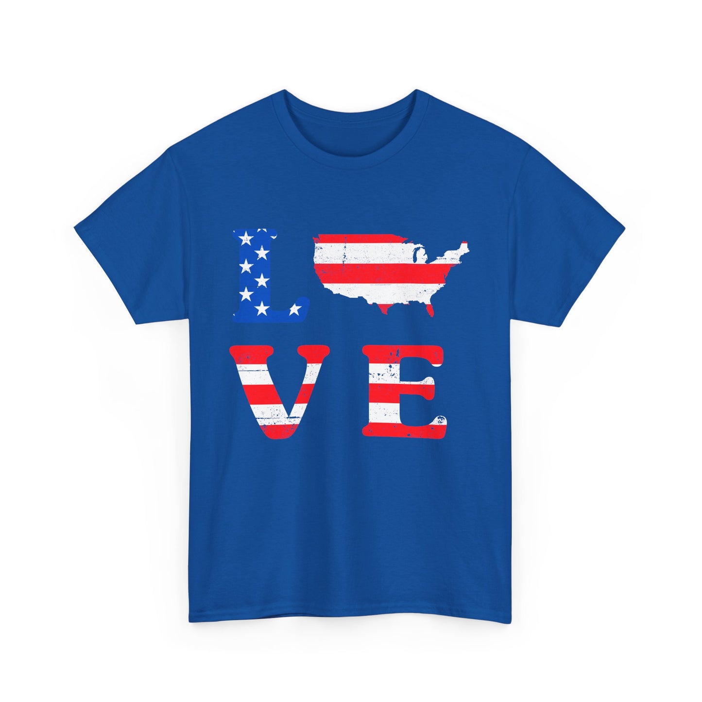Patriotic Love Tee | Unisex Heavy Cotton T-Shirt, USA Love Shirt, 4th of July Gift, Casual Wear, Independence Day Apparel - 13696