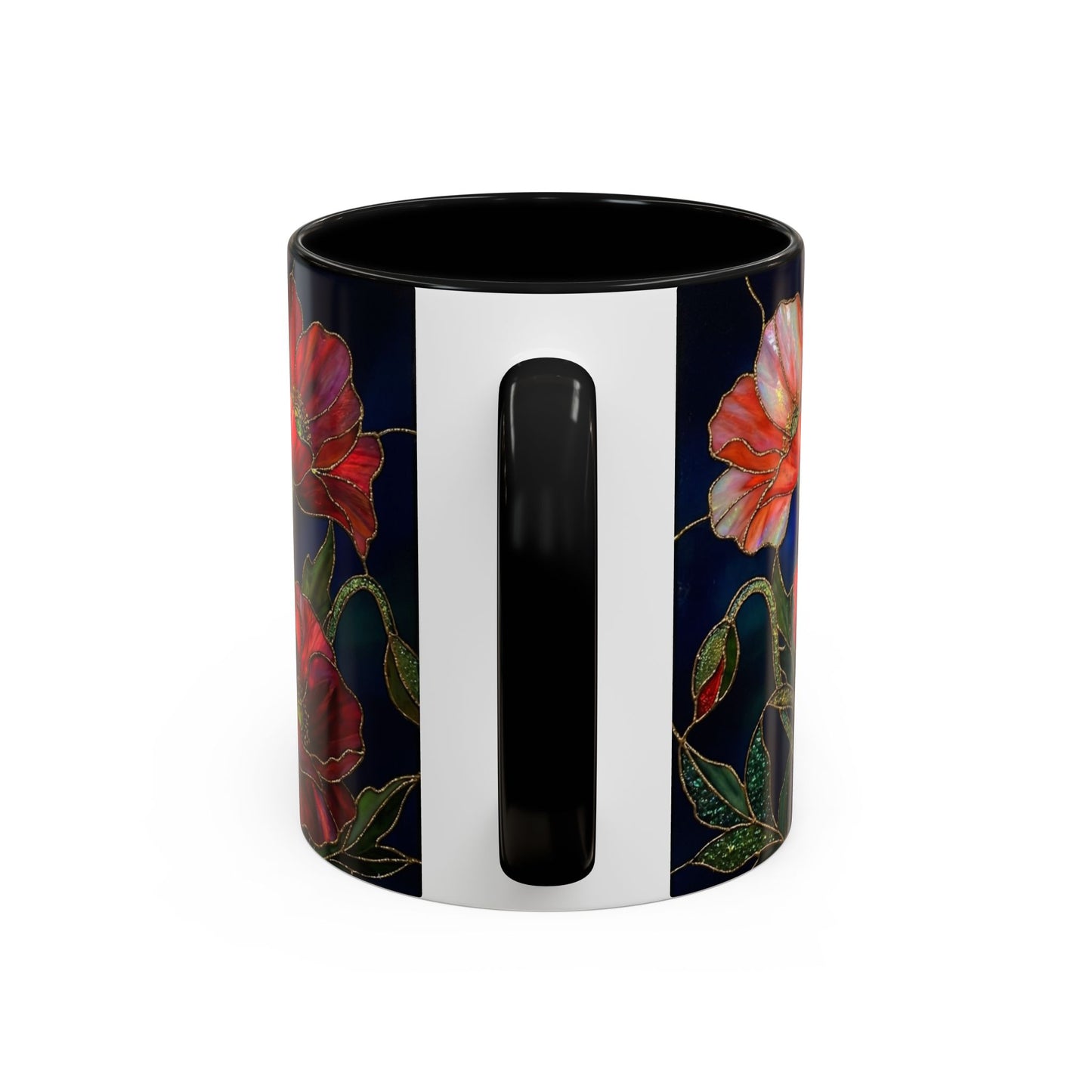 Poppy Floral Accent Coffee Mug — Stained Glass Design 11/15oz - 14582