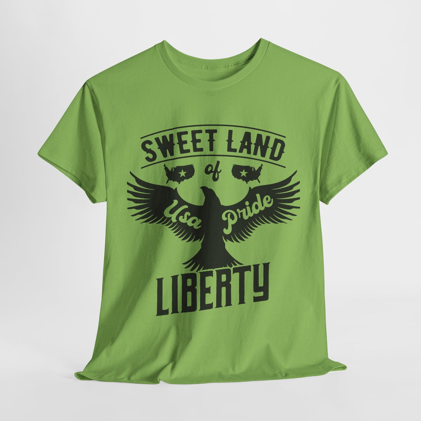 Sweet Land of Liberty Design, Unisex Heavy Cotton Tee: Patriotic T-shirt, Gift for Freedom Lovers, Casual Wear, Independence Day Shirt - 13492