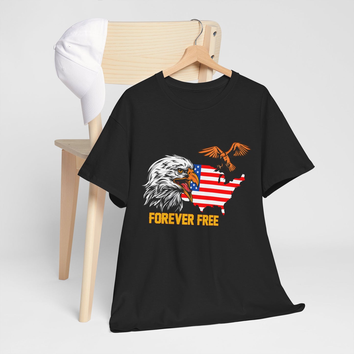 Unisex Heavy Cotton Tee with "Forever Free" Design - Perfect for Patriotic Events, July 4th Celebrations, Gifts, Summer Wear, Casual Outfits - 13692