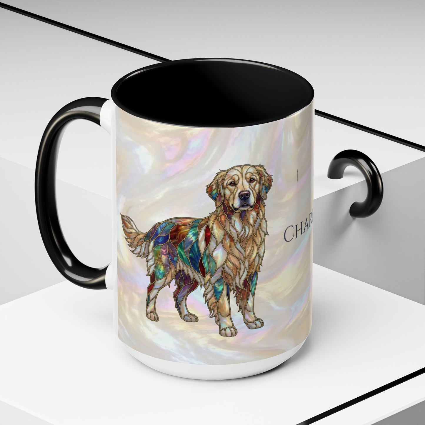 Personalized Golden Retriever Coffee Mug - Stained Glass Design 11/15oz - 14534