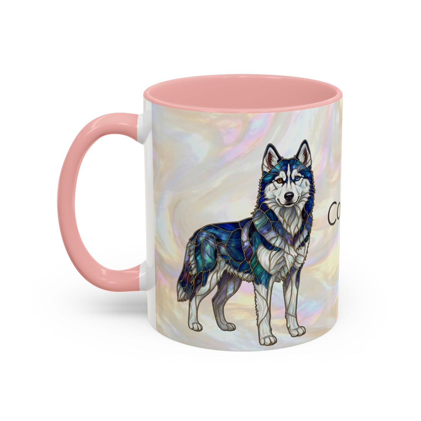 Personalized Husky Accent Coffee Mug – Stained Glass Design (11/15oz) - 14543