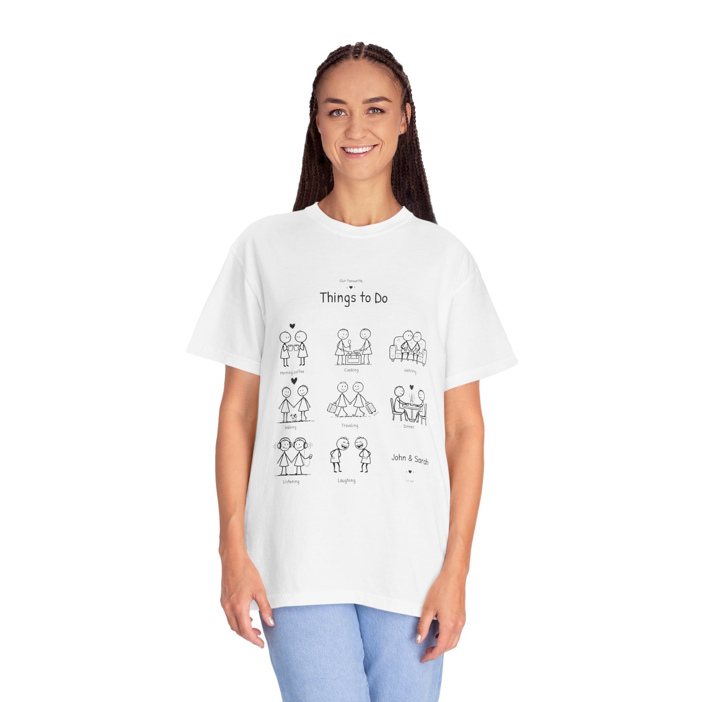 Our Favourite Things to Do Together – Personalised Valentine’s Illustration T-Shirt Gift - 14723