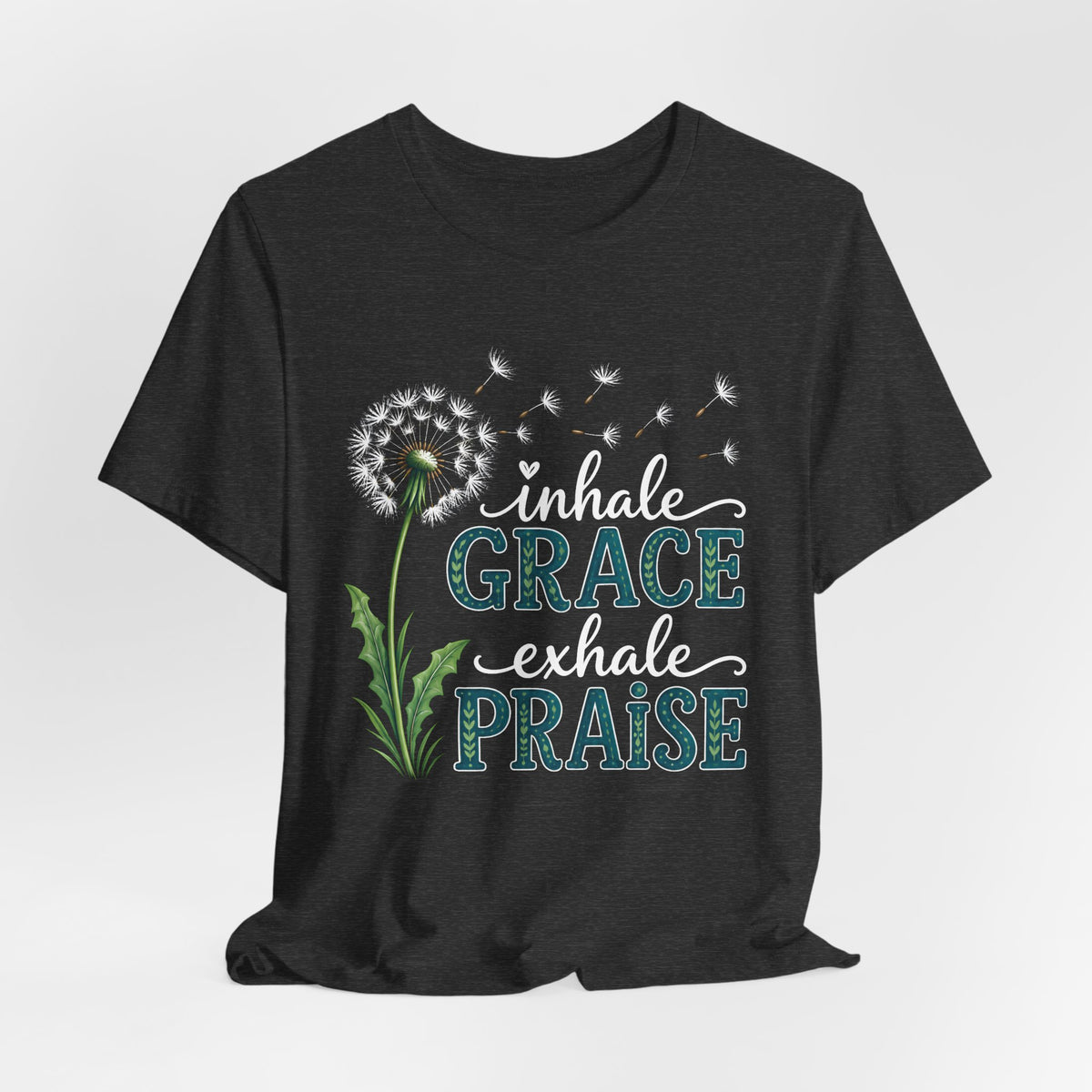 Inhale Grace Exhale Praise T-Shirt, Christian Faith Floral Tee - 14990