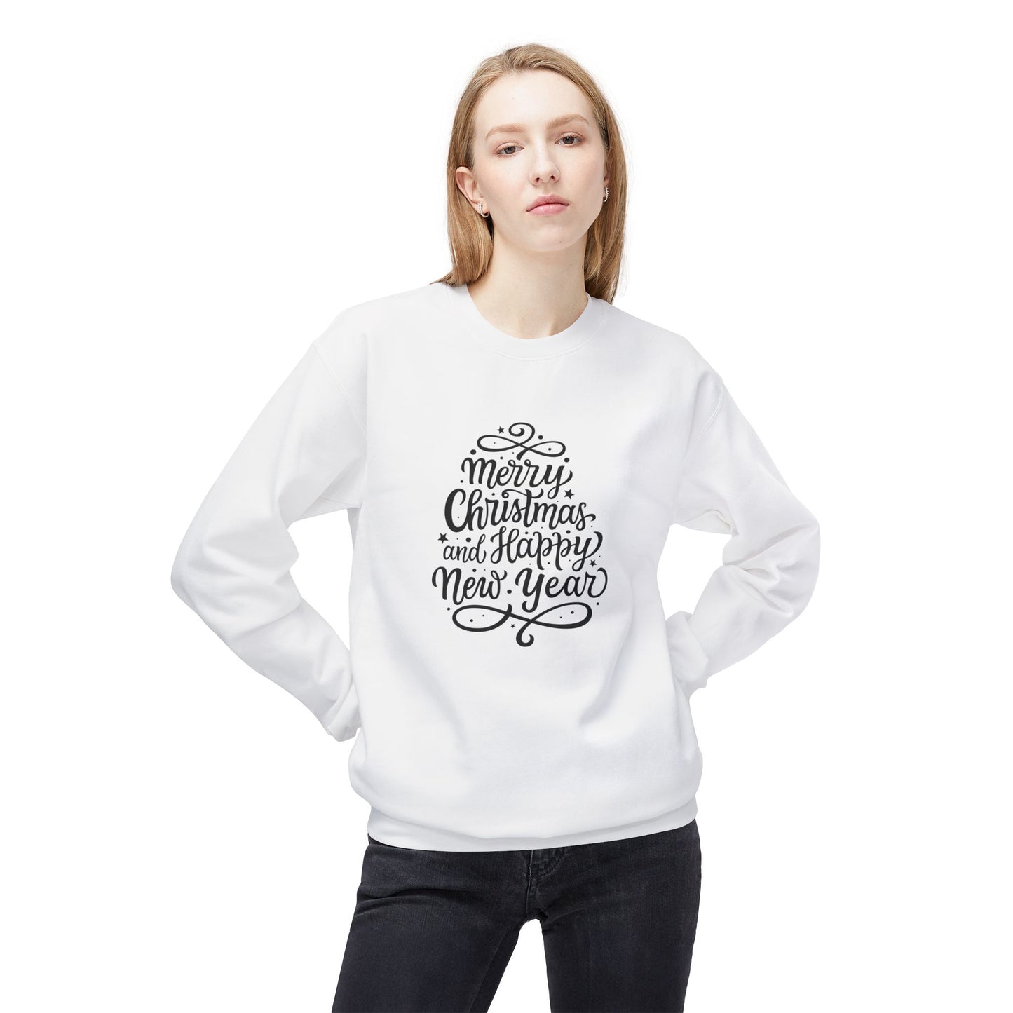 Merry Christmas, Happy New Year - Unisex Midweight Softstyle Fleece Crewneck Sweatshirt - 10139