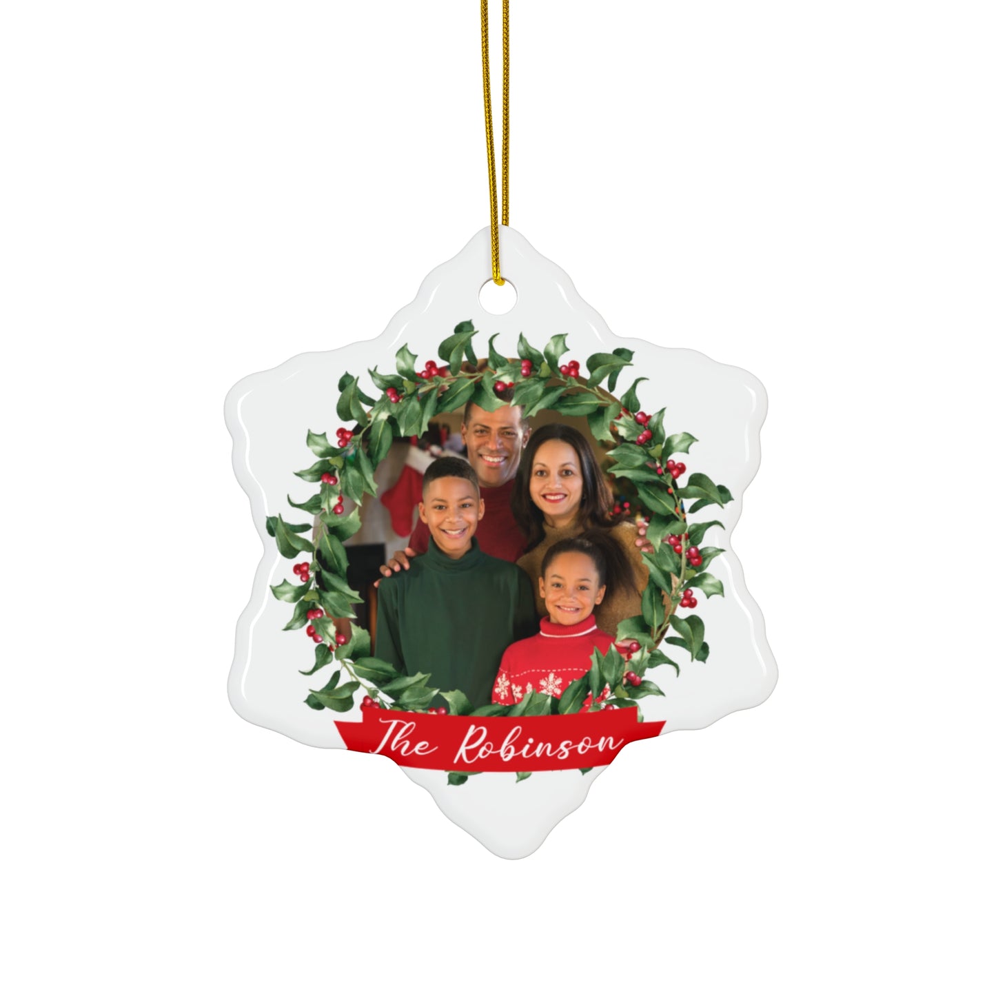 The Robinson, Christmas Family Photo, Customizable - Ceramic Ornament, 4 Shapes - 10033