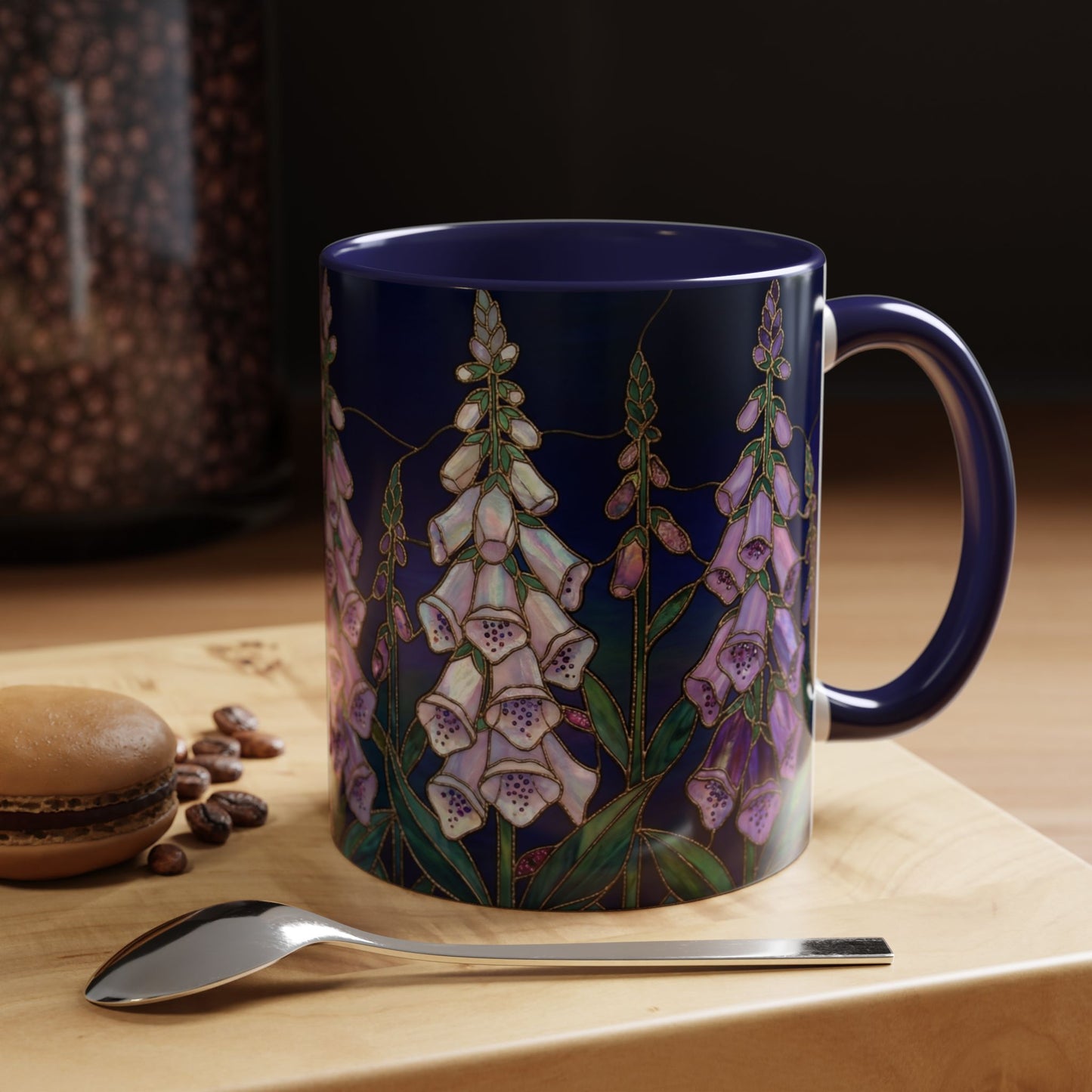 Foxglove Floral Coffee Mug — Stained Glass Design (11/15oz) - 14565
