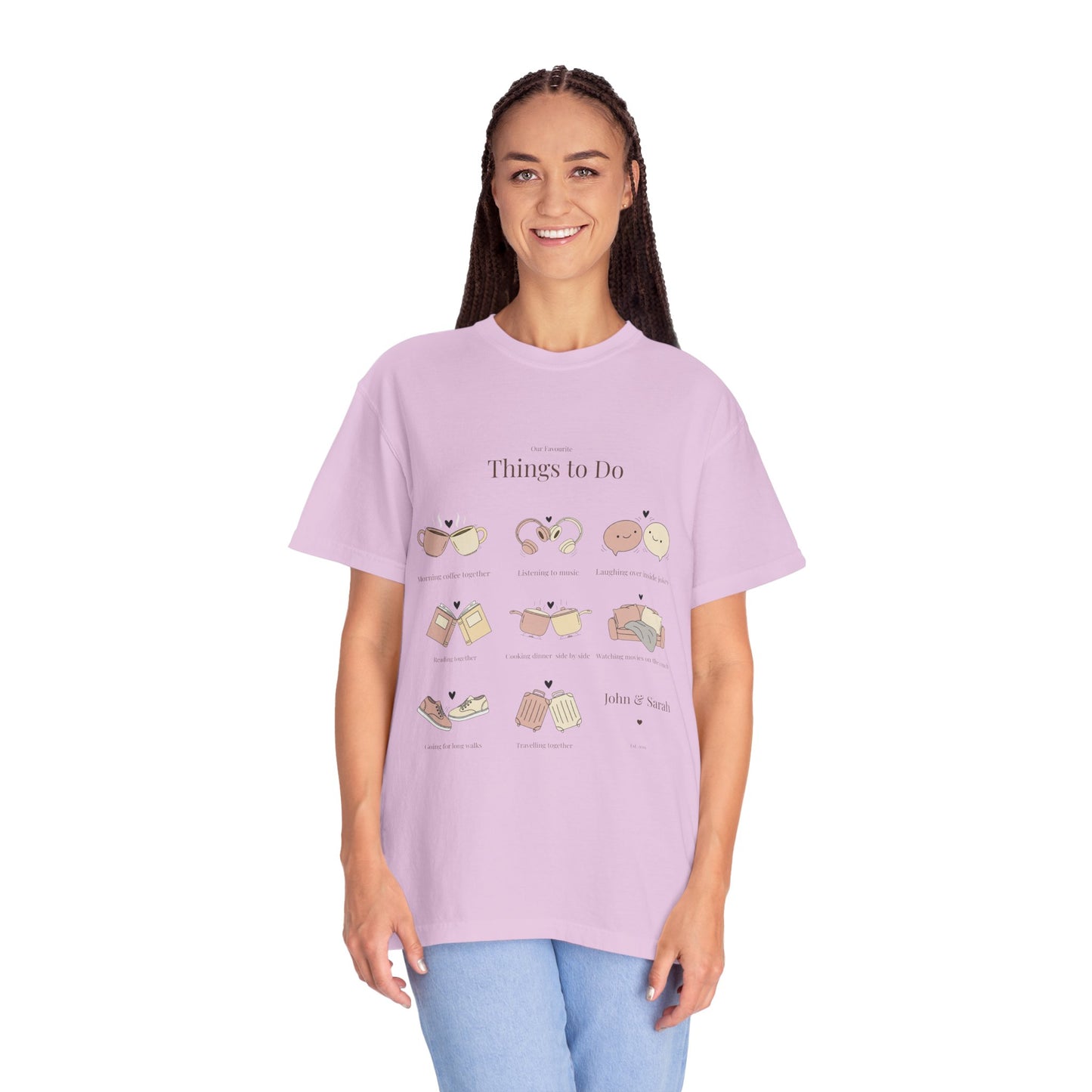 Our Favourite Things to Do Together – Personalised Valentine’s Illustration T-Shirt Gift - 14720