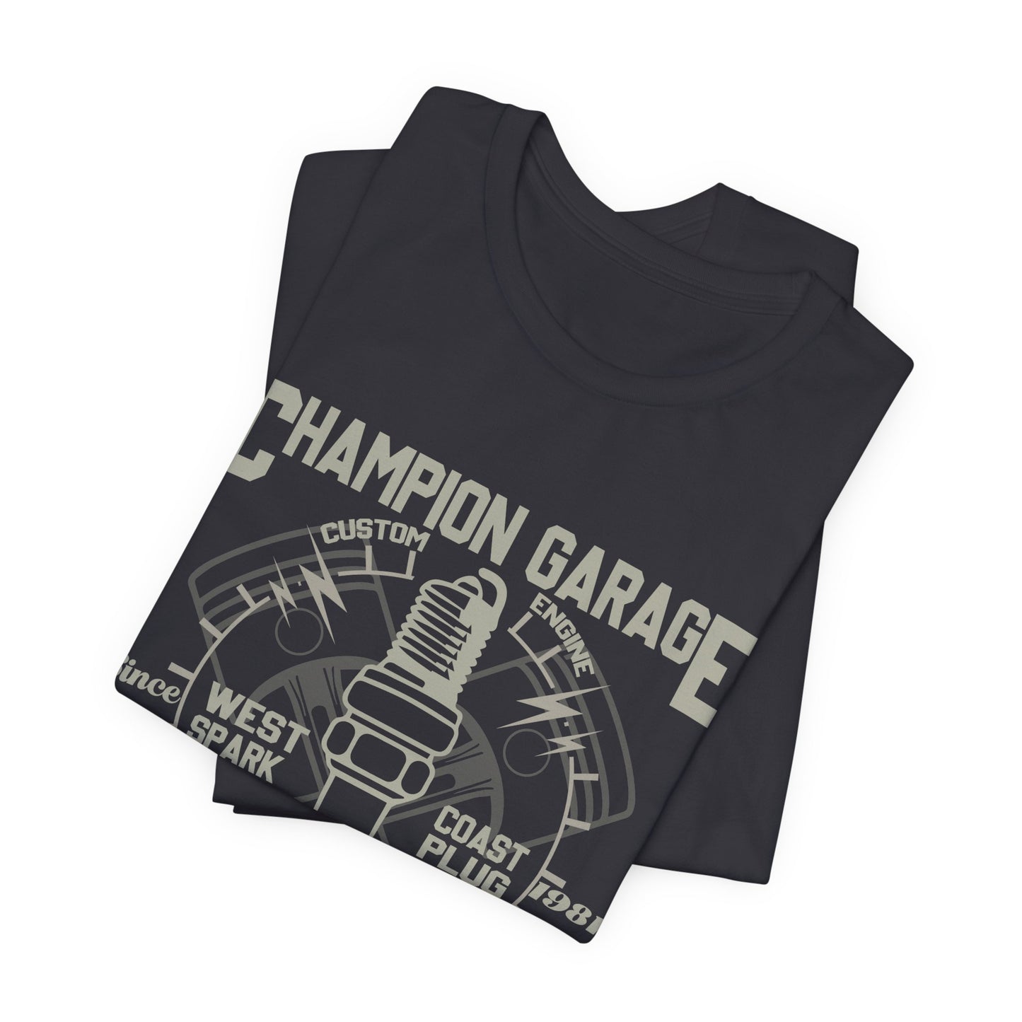Champion Garage, Motorcycle Repair & Service - Unisex Jersey Short Sleeve Tee - 13371