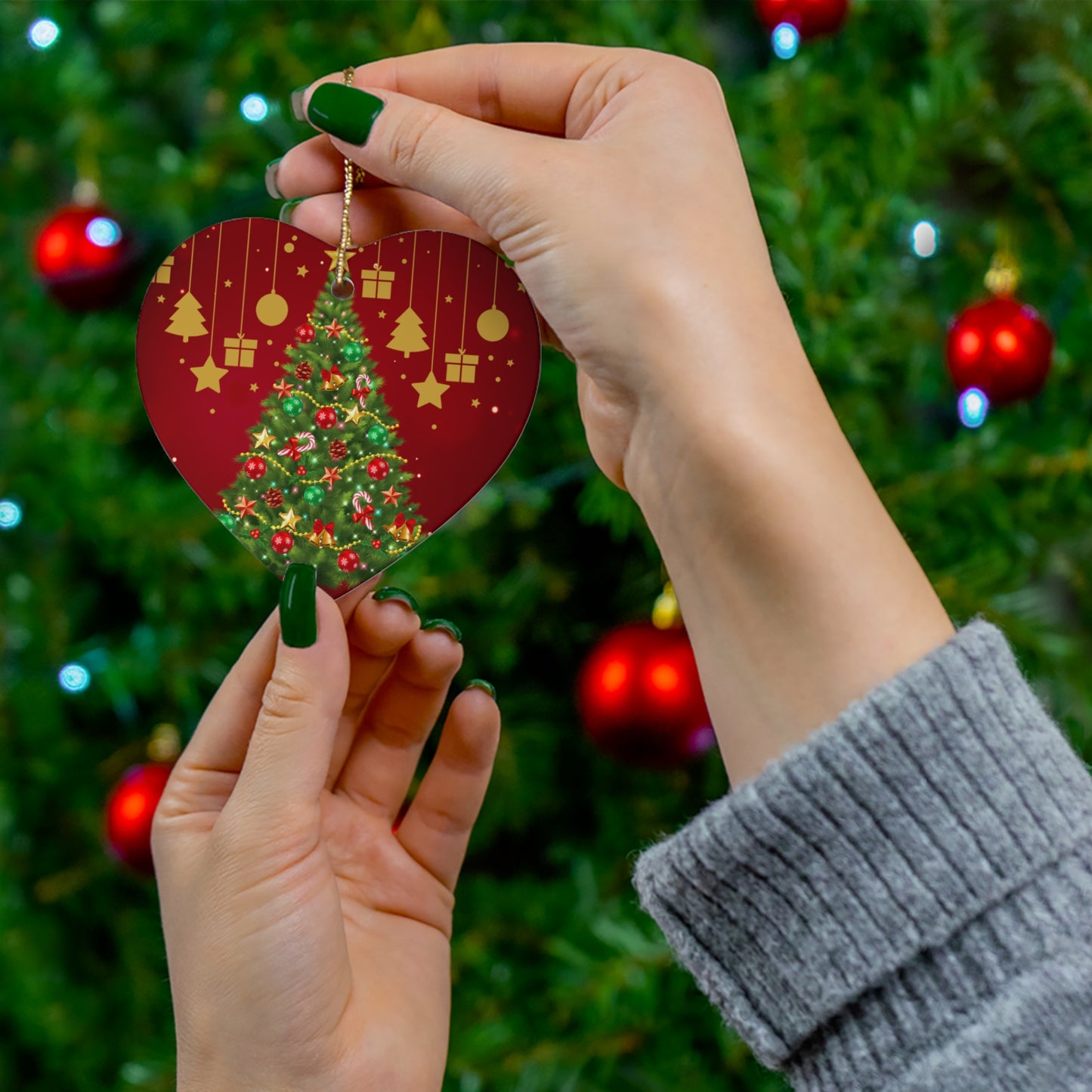 Holiday Evergreen - Ceramic Ornament, 4 Shapes