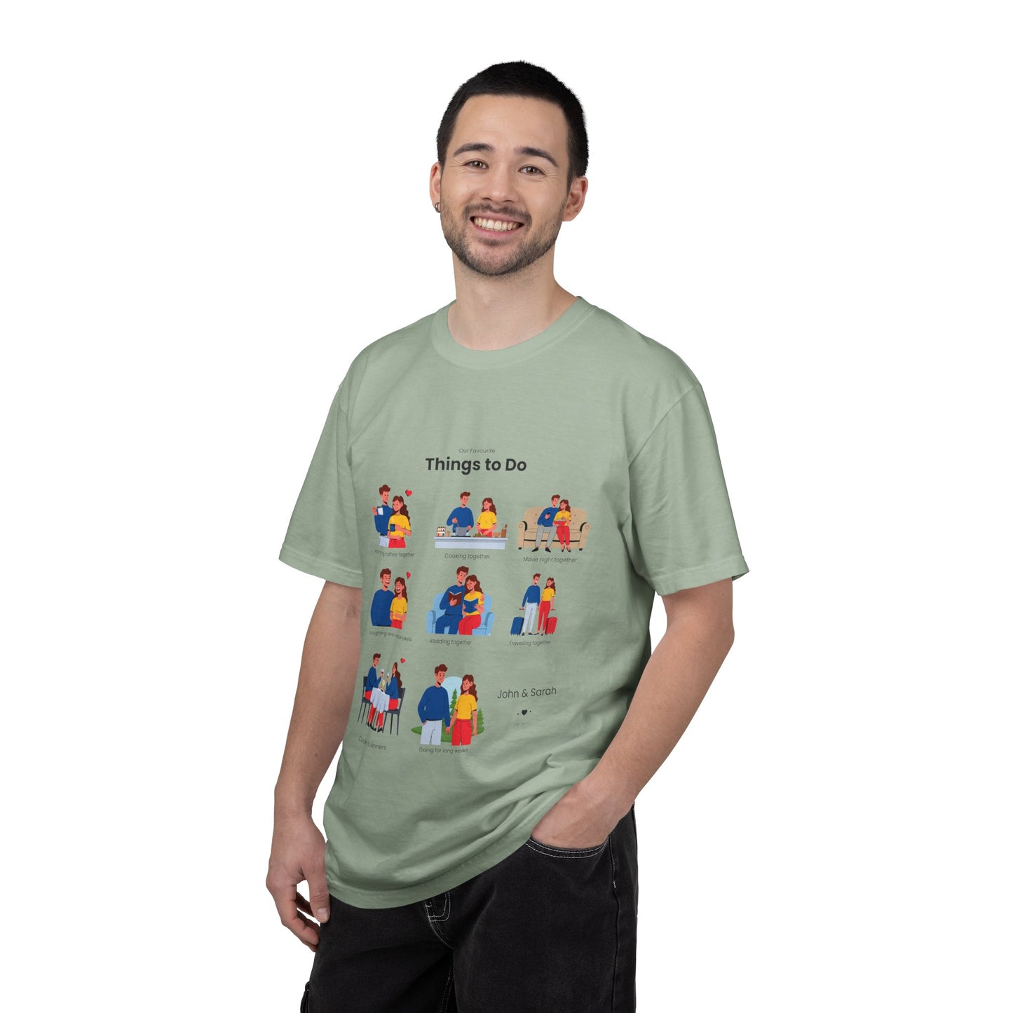 Our Favourite Things to Do Together – Personalised Valentine’s Illustration T-Shirt Gift - 14722