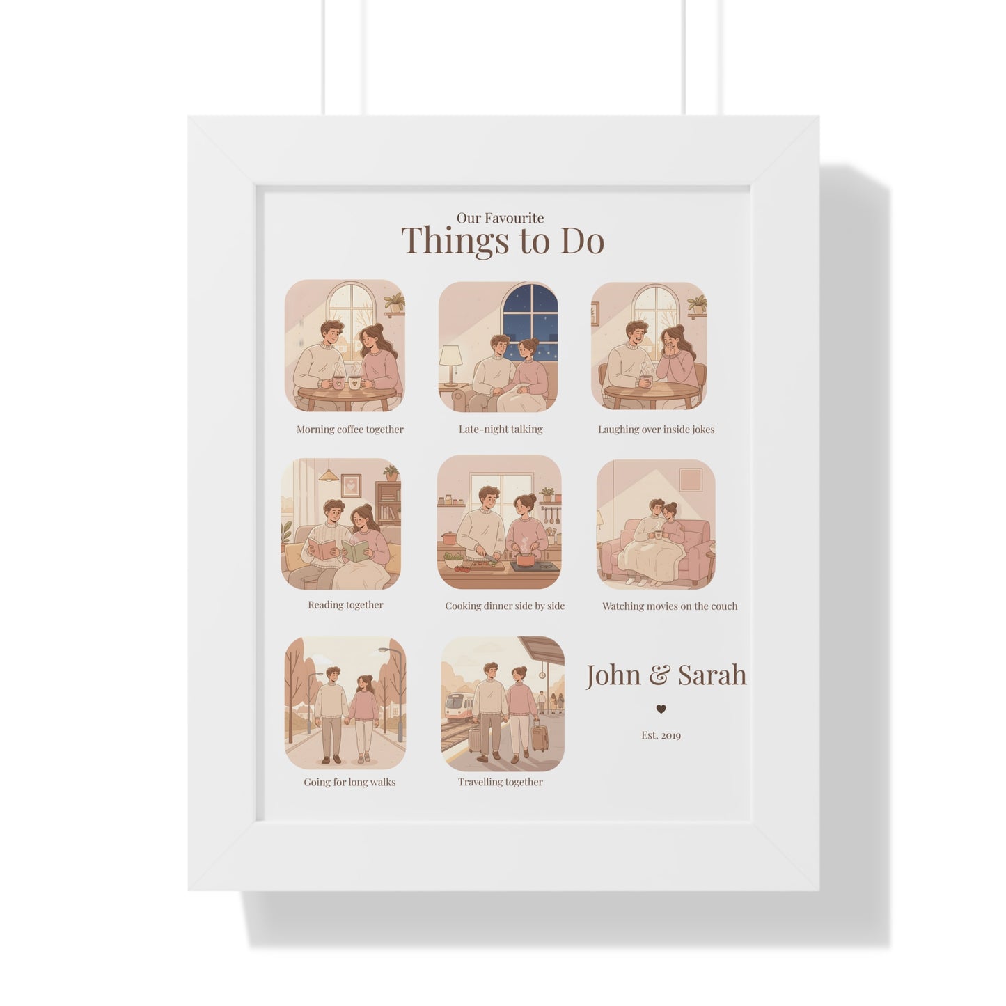 Framed Poster – “Our Favourite Things to Do” Personalized Couple Print | Valentine’s Gift - 14707