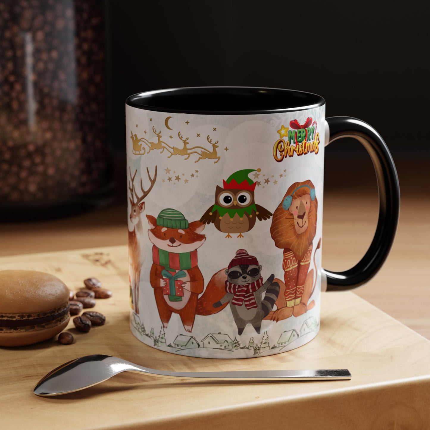 Merry Christmas, Animals - Accent Coffee Mug (11, 15oz)