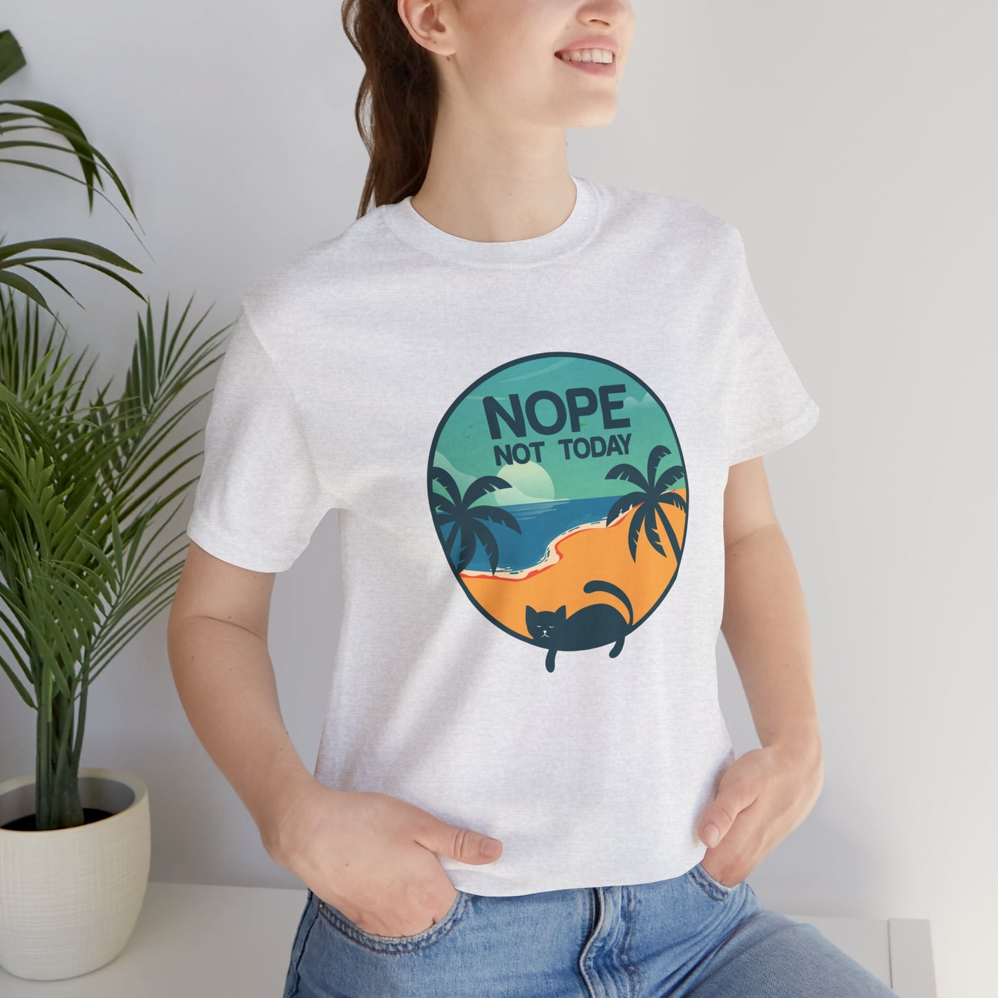 Cat: Nope Not Today - Unisex Jersey Short Sleeve Tee