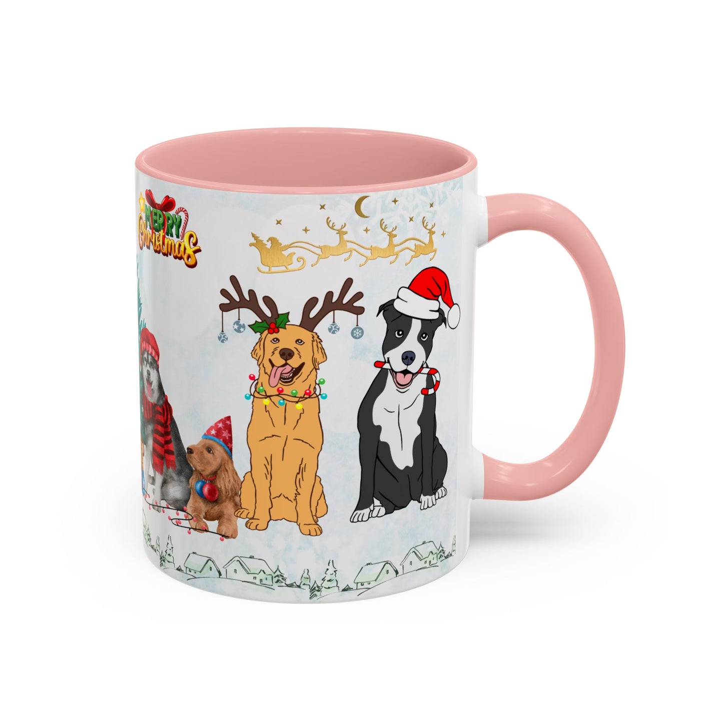 Merry Christmas Dogs - Accent Coffee Mug (11, 15oz)