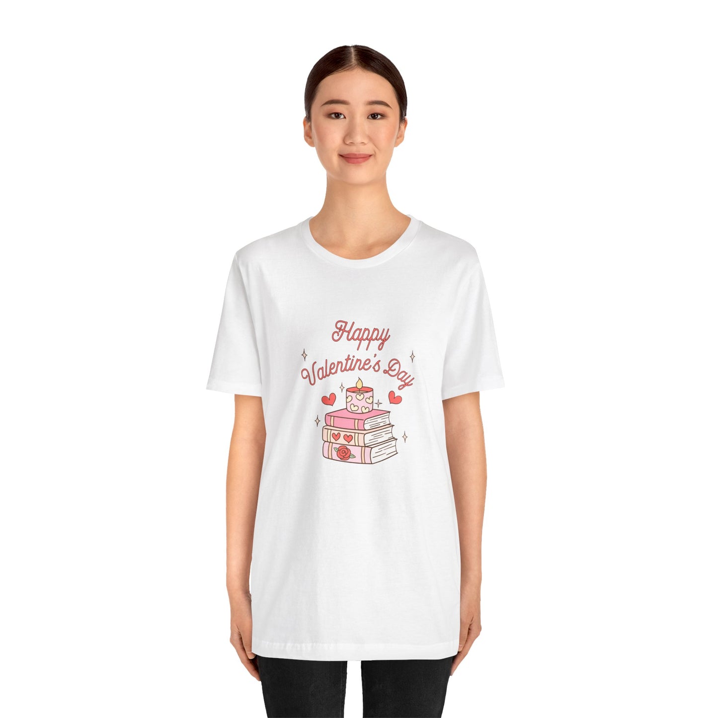Books, Happy Valentine's Day - Unisex Jersey Short Sleeve Tee - 11572