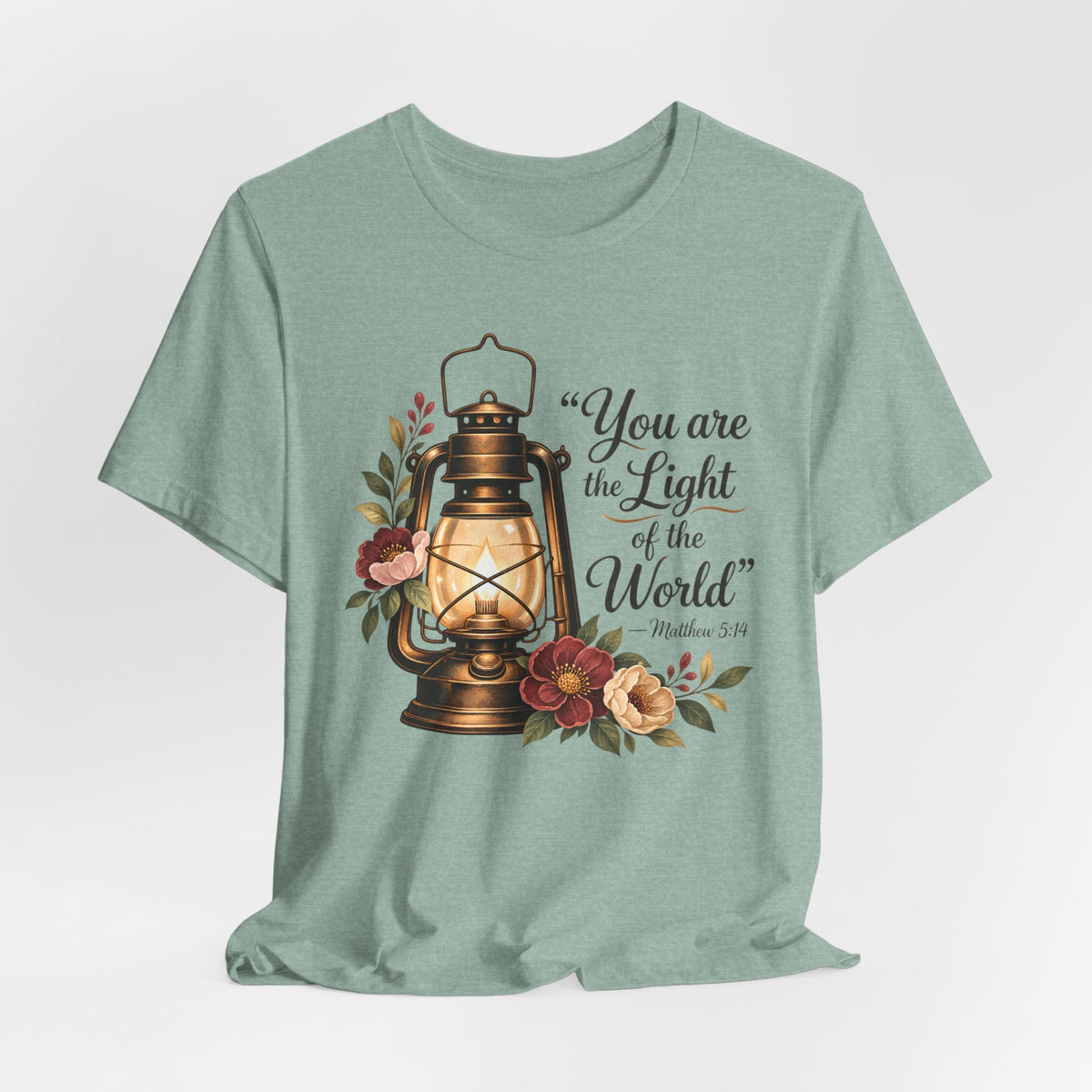 You Are the Light of the World T-Shirt, Vintage Floral Lantern Christian Tee - 14555