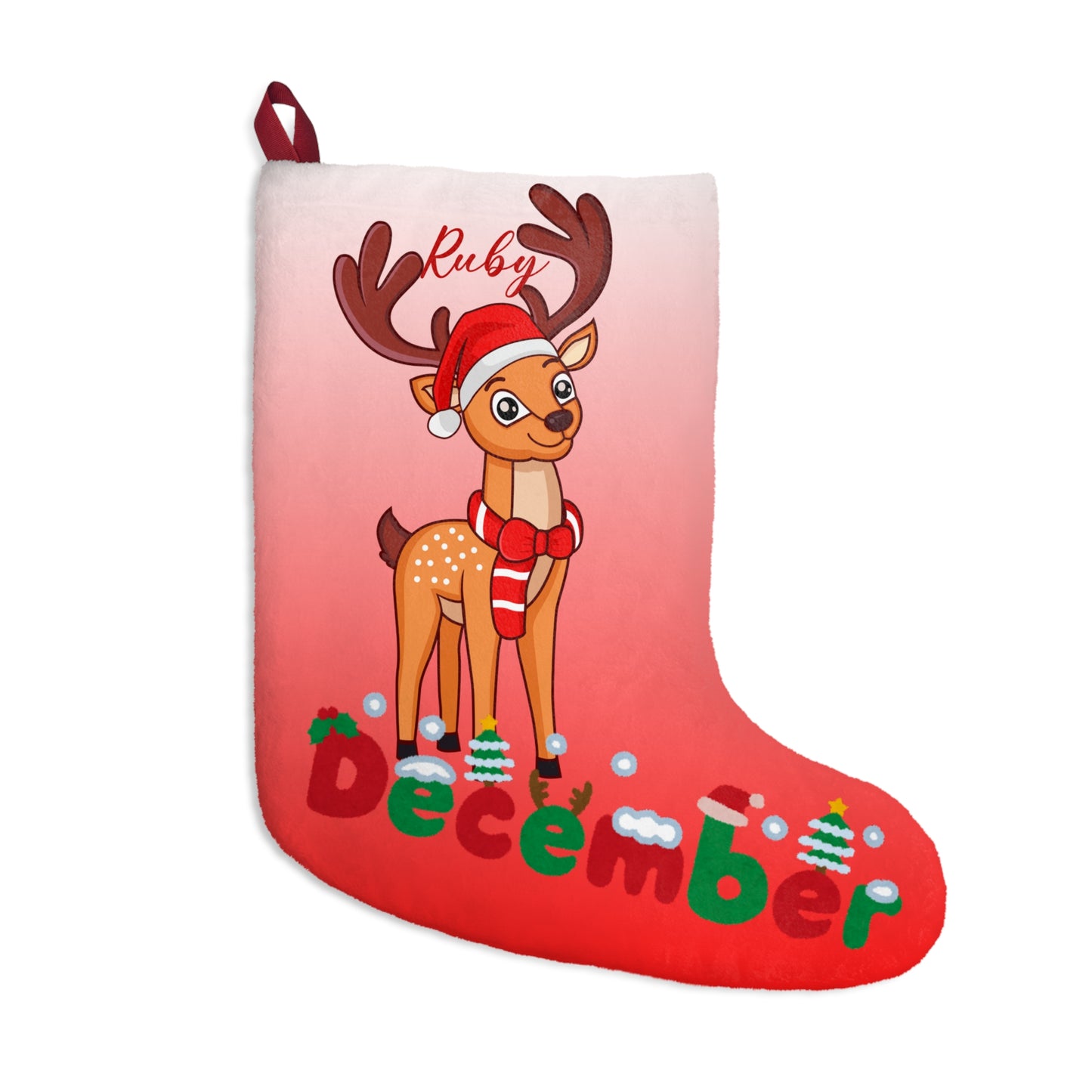 Ruby, Reindeer, December, Customizable - Christmas Stockings - 10206