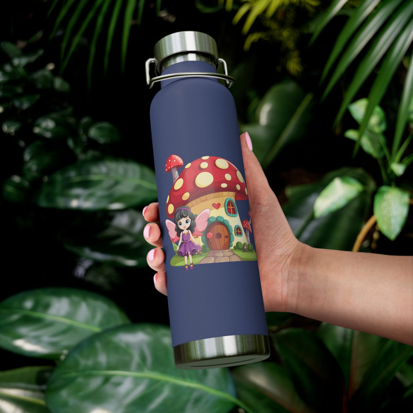 Fairy Mushroom House - Copper Vacuum Insulated Bottle, 22oz