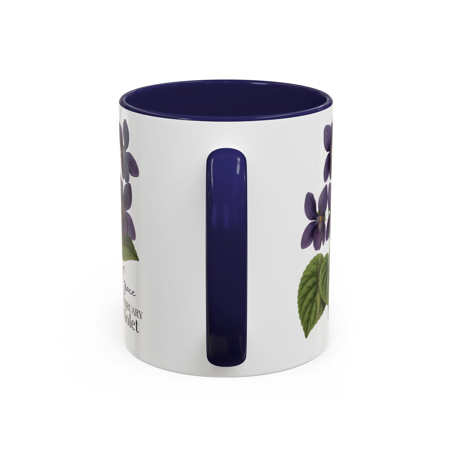 February Birth Flower Violet Mug – Personalized Name Coffee Cup - 14687