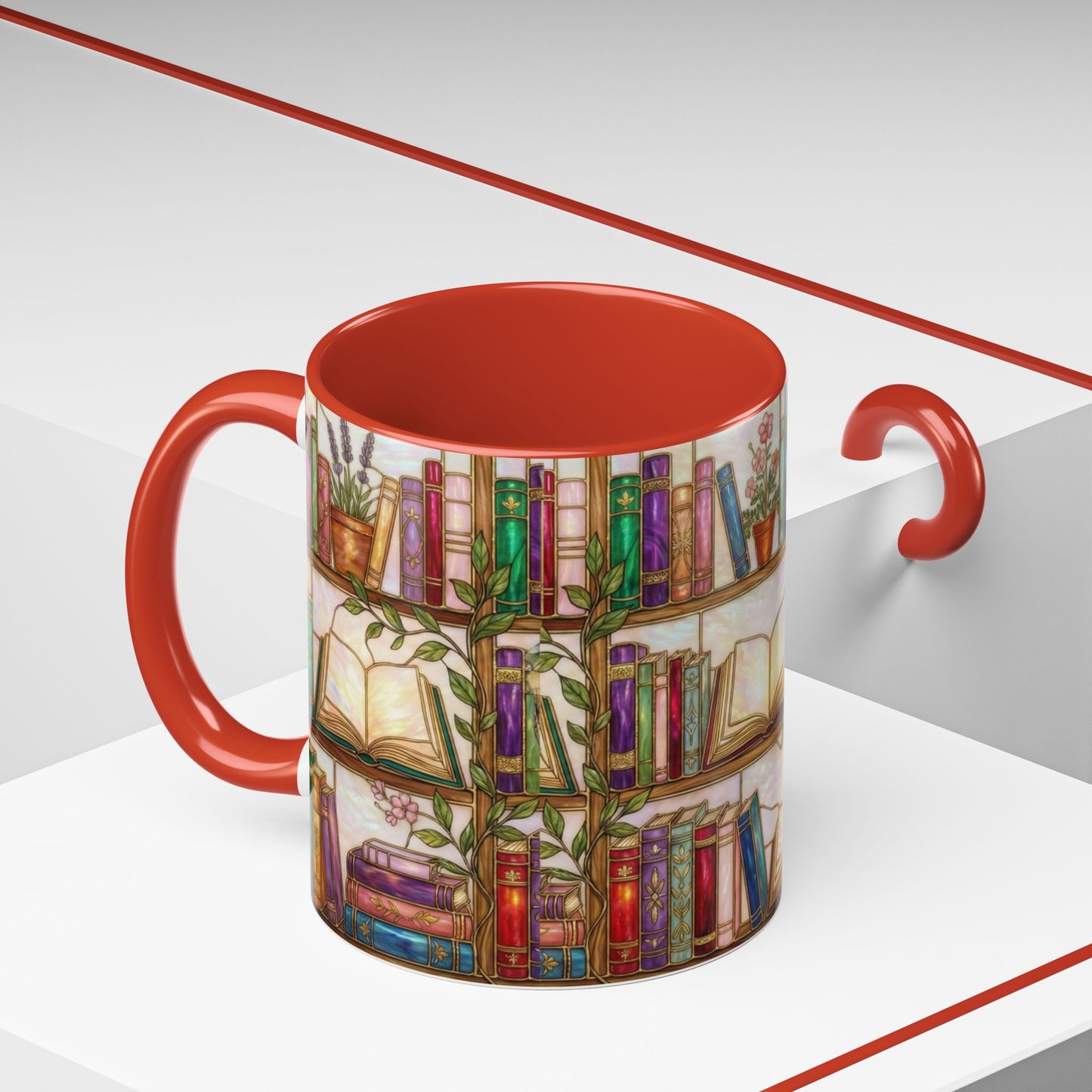 Bookish Accent Coffee Mug — Stained Glass Design (11/15 oz) - 14528