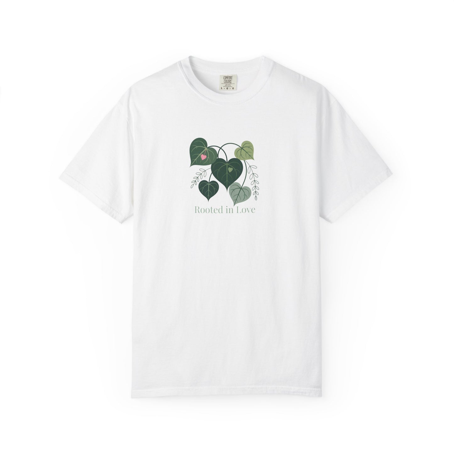Rooted in Love T-Shirt — Heart Leaf Plant Graphic Tee - 14733