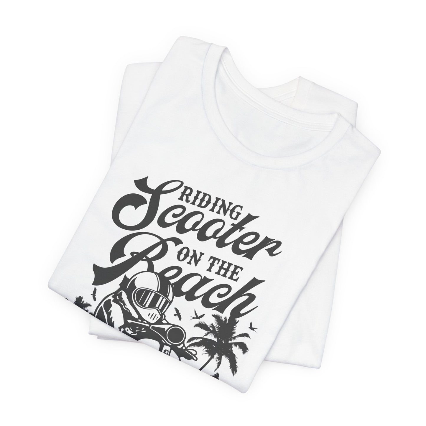 Riding Scooter on the Beach, Enjoy the Ride - Unisex Jersey Short Sleeve Tee - 13254