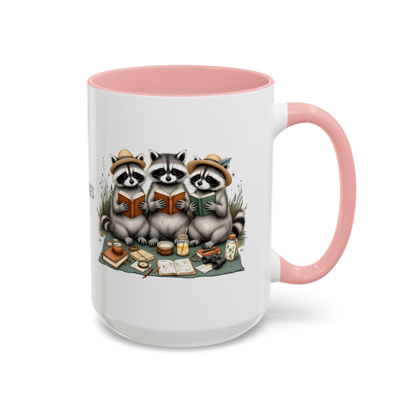 Paws & Pages Raccoon Reading Mug – Cute Book Lover Coffee Cup Gift (11oz / 15oz) - 14814