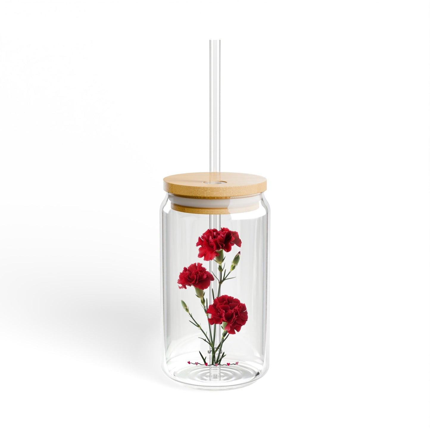 Bold Red Blooms,  Customizable - Sipper Glass, 16oz