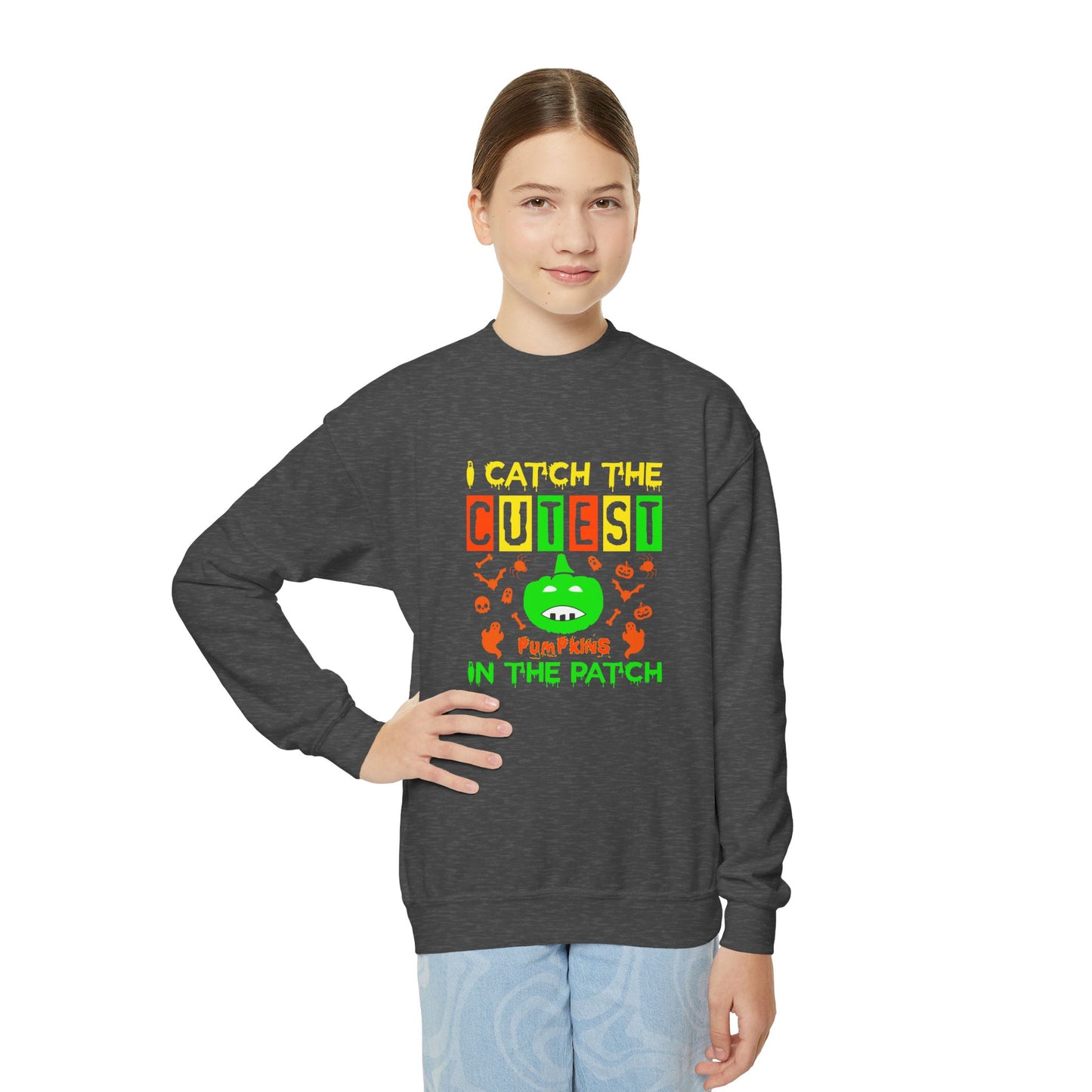 I Catch The Cutest Pumpkins In The Patch  - Youth Crewneck Sweatshirt