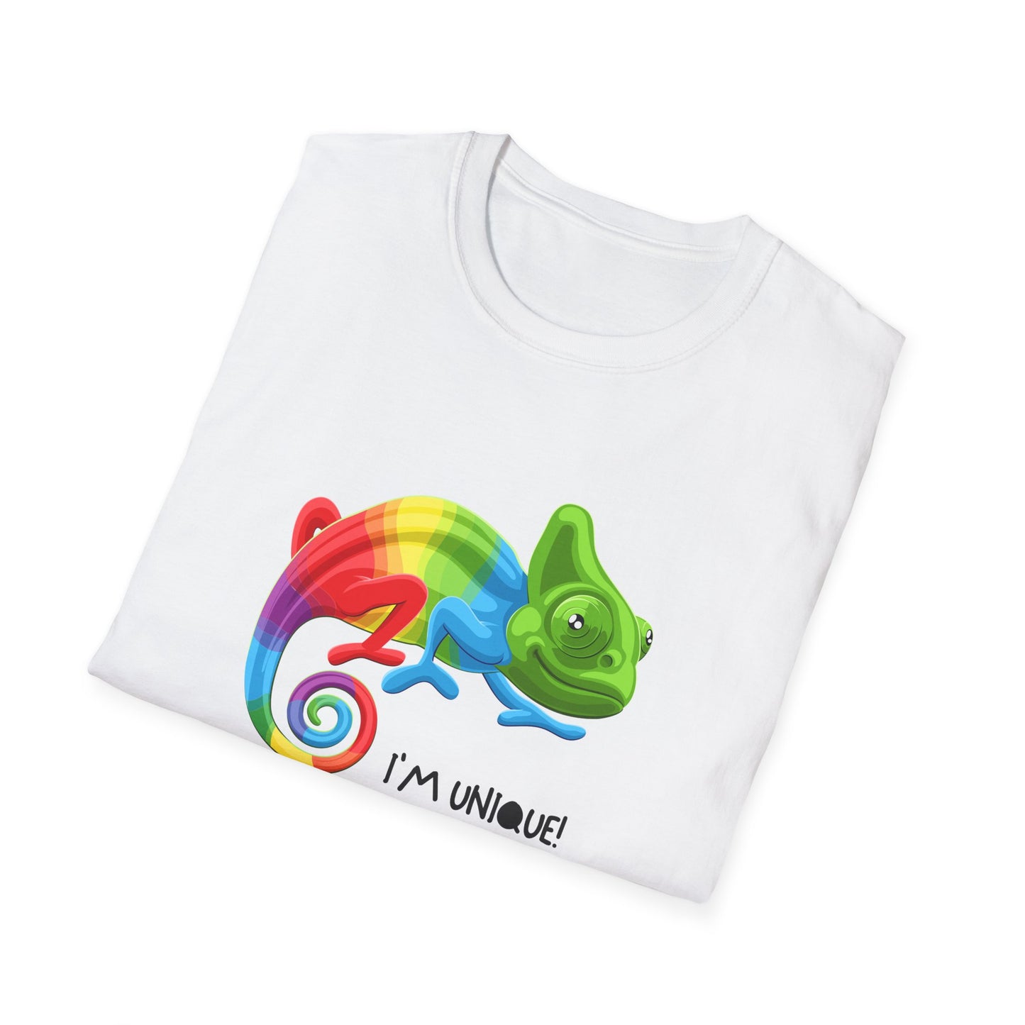 Unique Colorful Chameleon Unisex Softstyle T-Shirt - I'm Unique - 11823