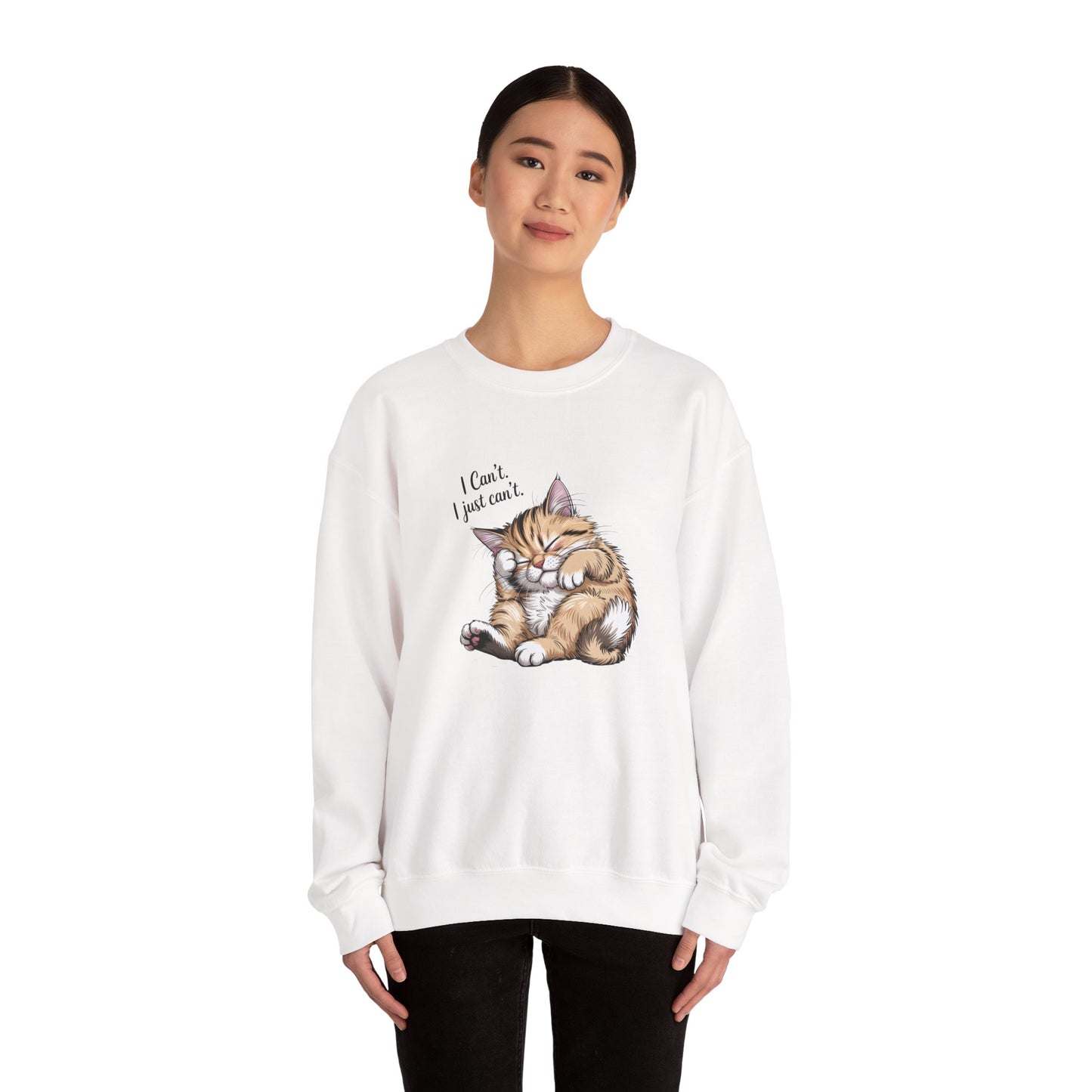 I Can’t, I Just Can’t Cat Sweatshirt – Cute Lazy Cat Crewneck, Funny Gift for Cat Lovers - 14788