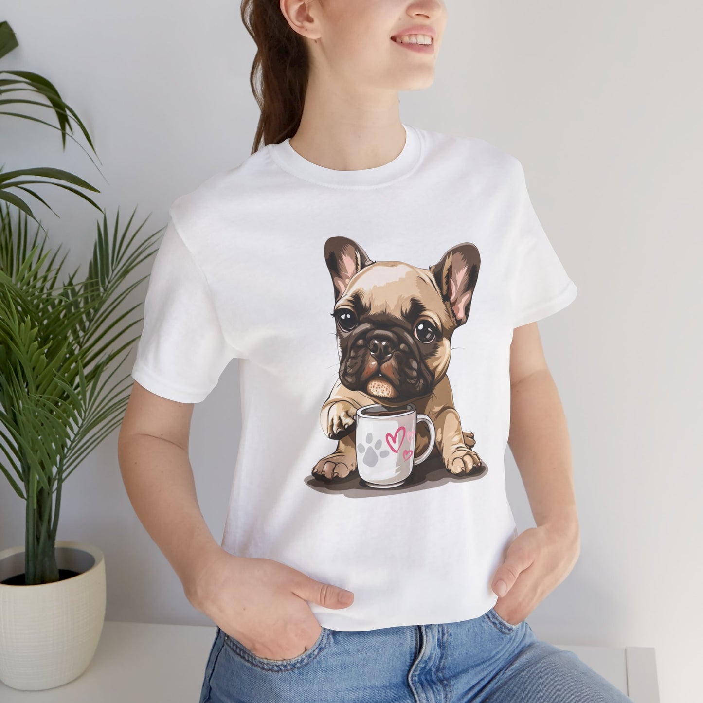 Morning Brew with Frenchie - Unisex Jersey Short Sleeve Tee