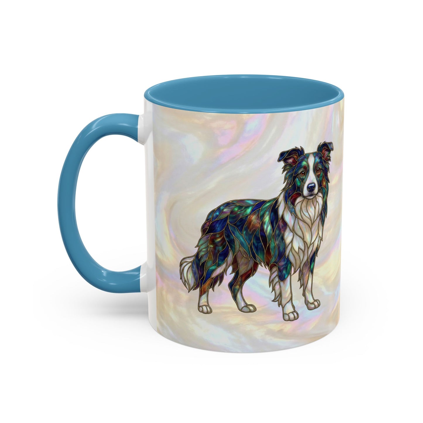 Border Collie Accent Coffee Mug — Stained Glass Design (11/15 oz) - 14619
