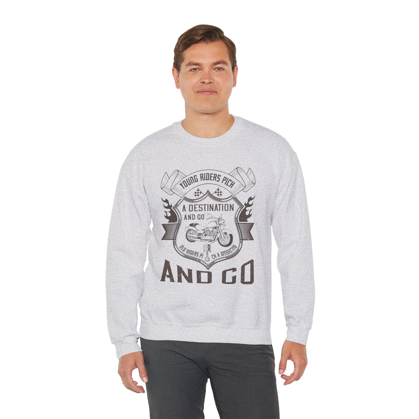 Young Riders Pick a Destination and Go, Old Riders Pick a Dissection and Go - Unisex Heavy Blend™ Crewneck Sweatshirt - 12328