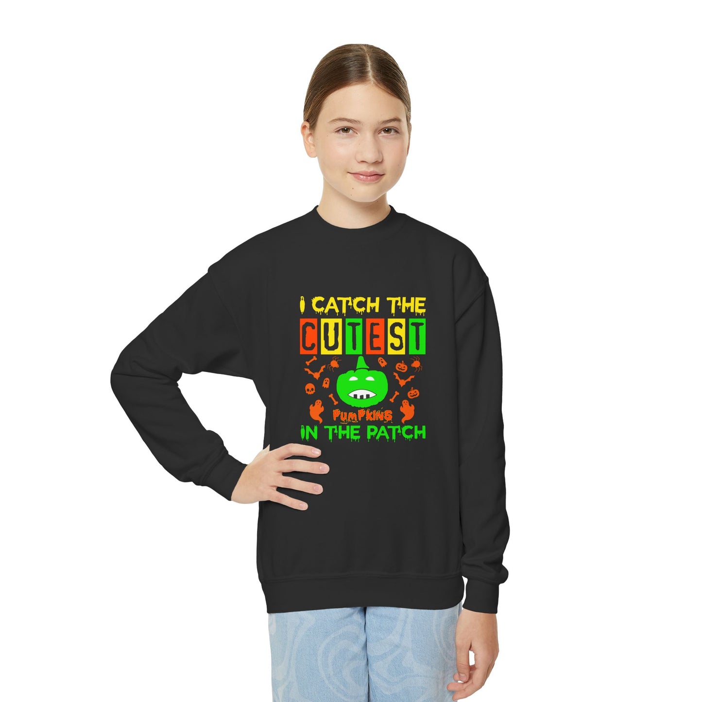 I Catch The Cutest Pumpkins In The Patch  - Youth Crewneck Sweatshirt