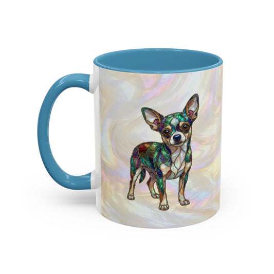 Chihuahua Accent Coffee Mug -Stained Glass Style (11/15oz) - 14625