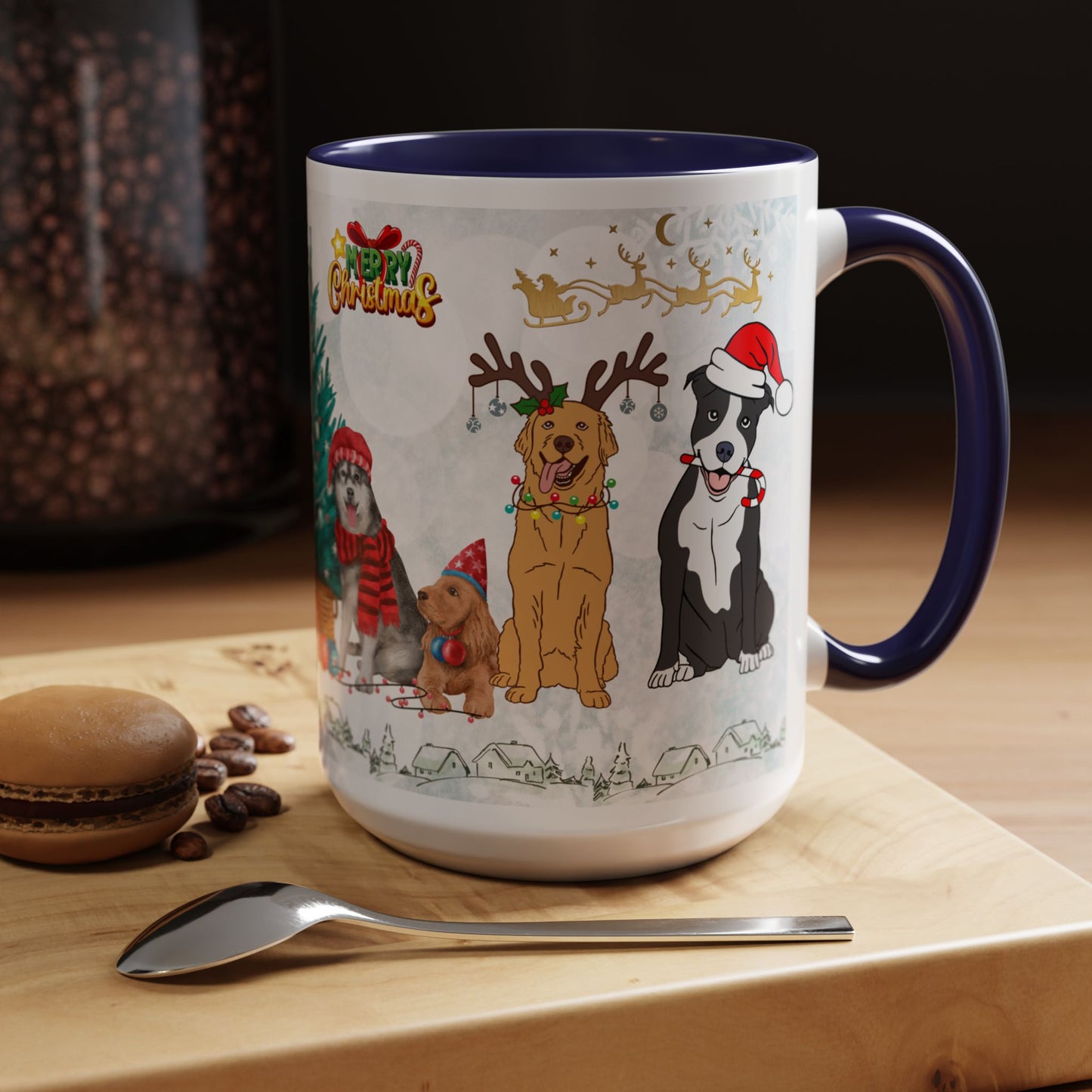 Merry Christmas Dogs - Accent Coffee Mug (11, 15oz)