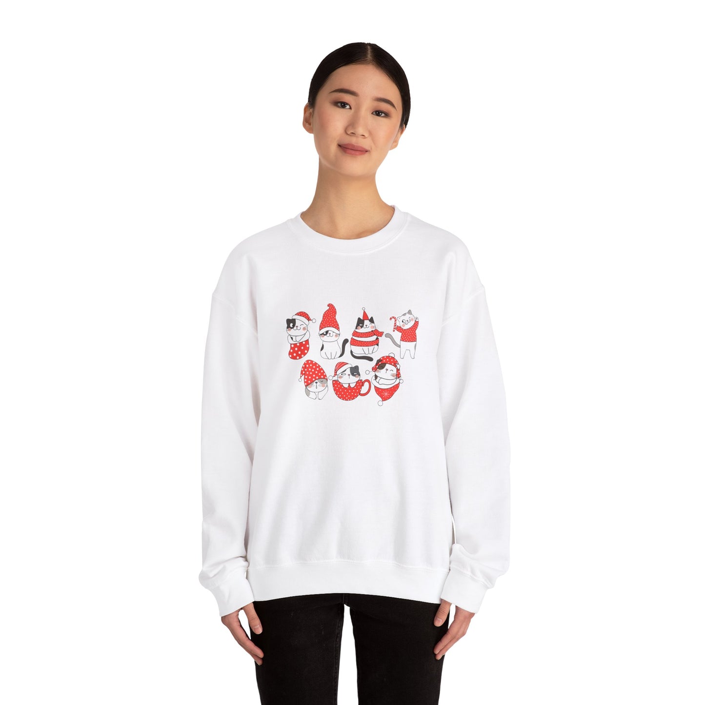 Cats, Merry Christmas - Unisex Heavy Blend™ Crewneck Sweatshirt - 10047