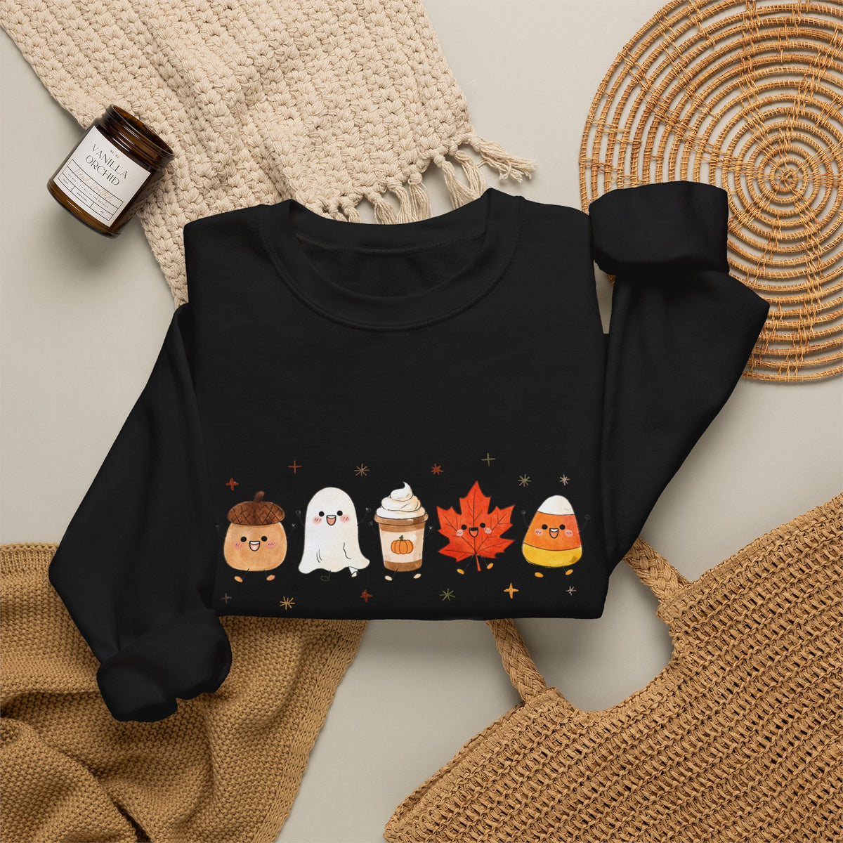 Cute Fall Harvest Sweatshirt, Ghost, Pumpkin Spice & Autumn Crewneck - 14534