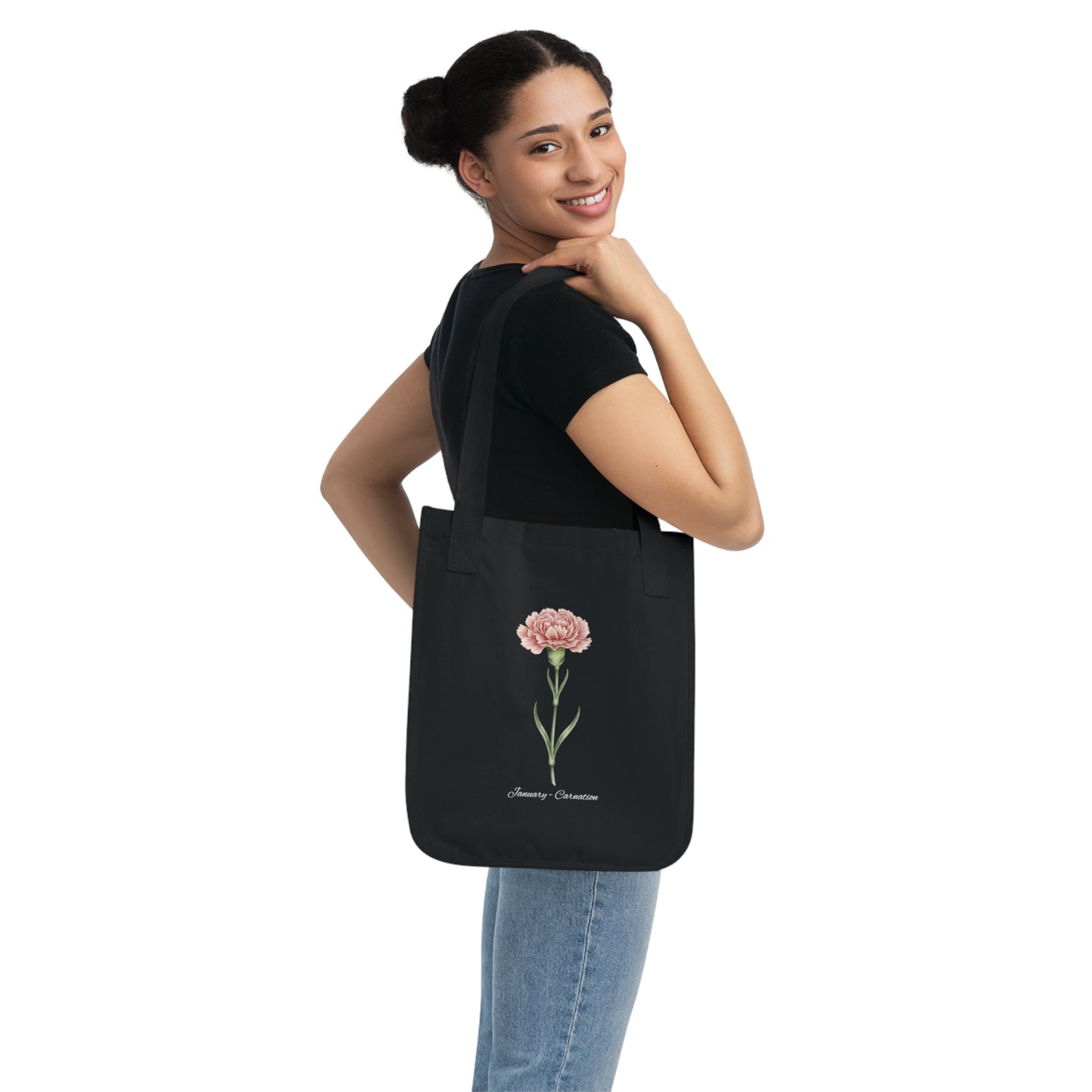 January Carnation Birth Flower Tote Bag - 14692